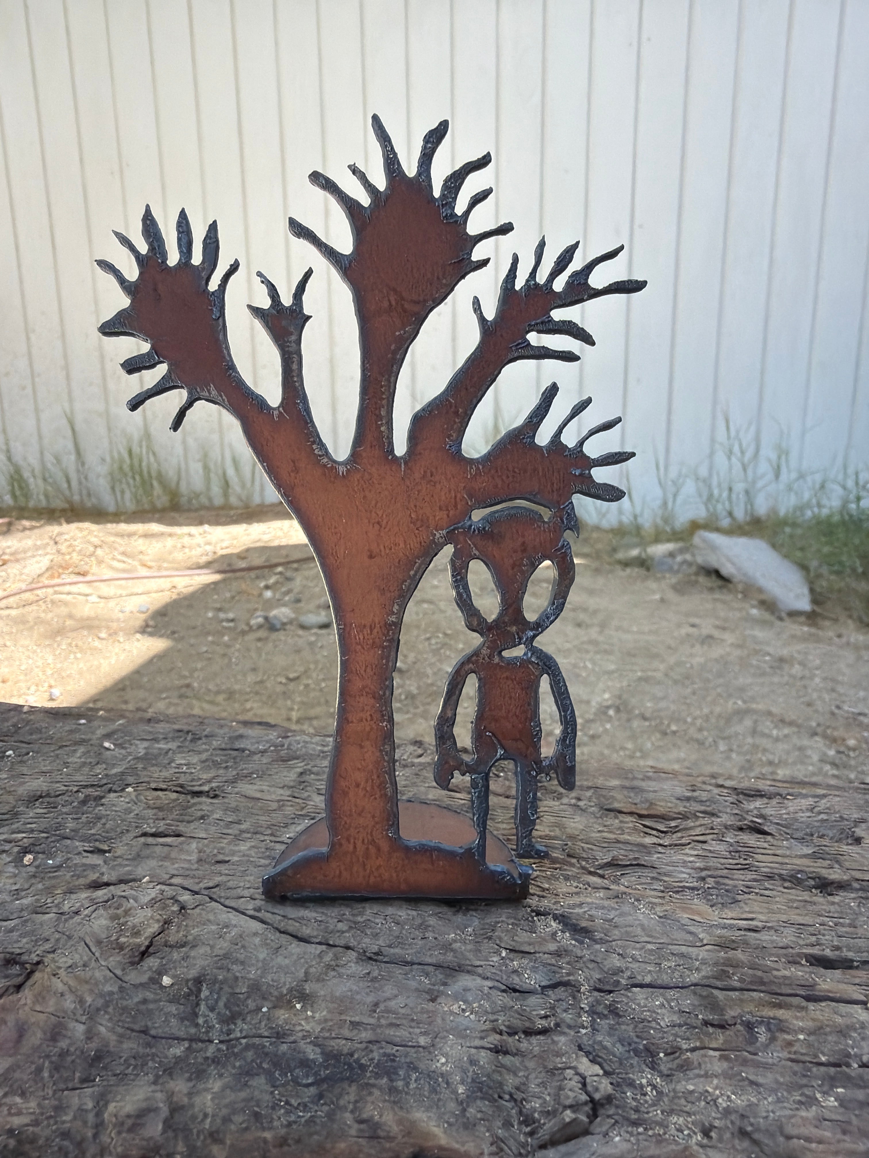 Metal Joshua Tree and Alien Figurine
