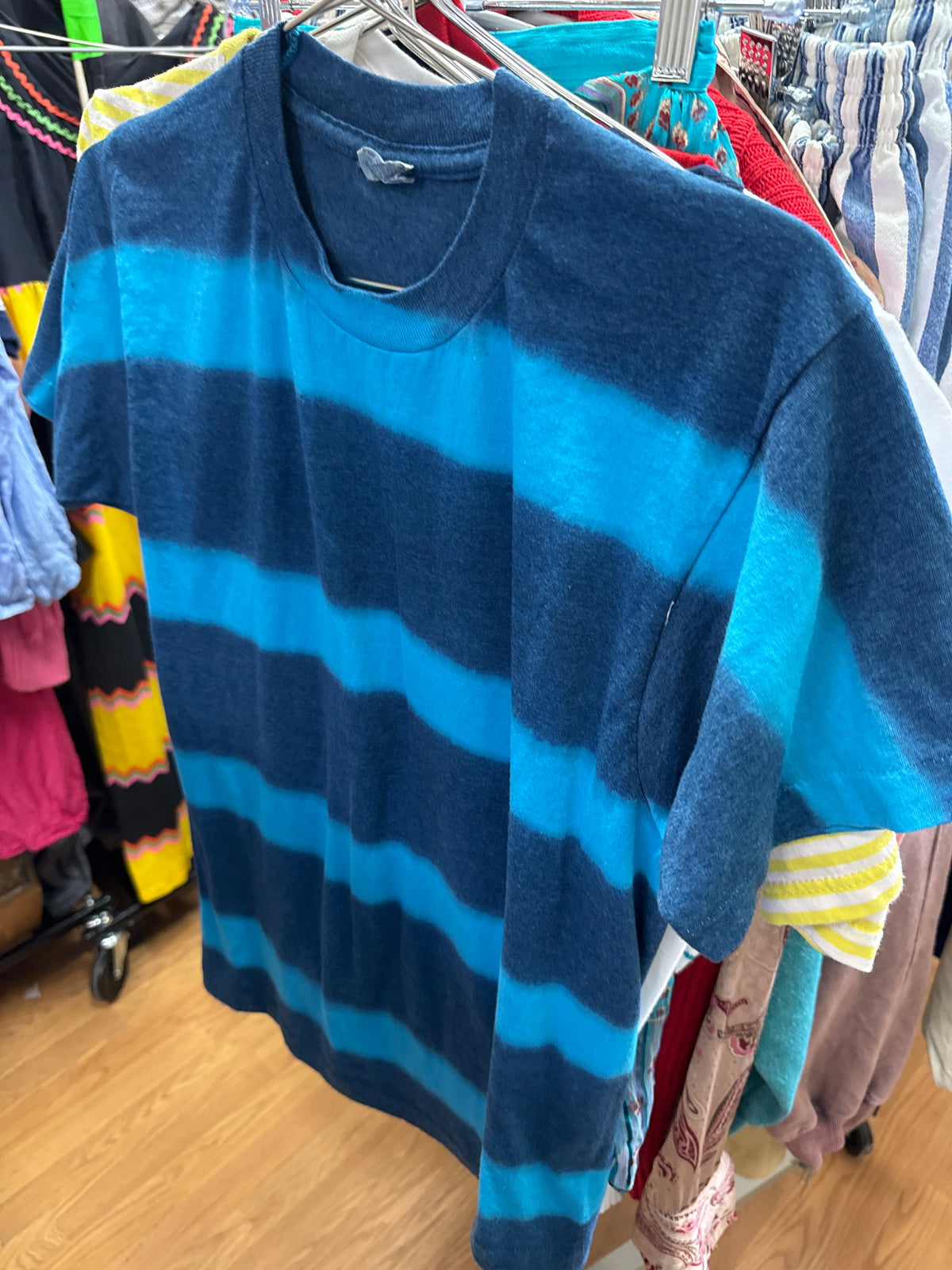 Vtg USA Blue Stripe SS Tee