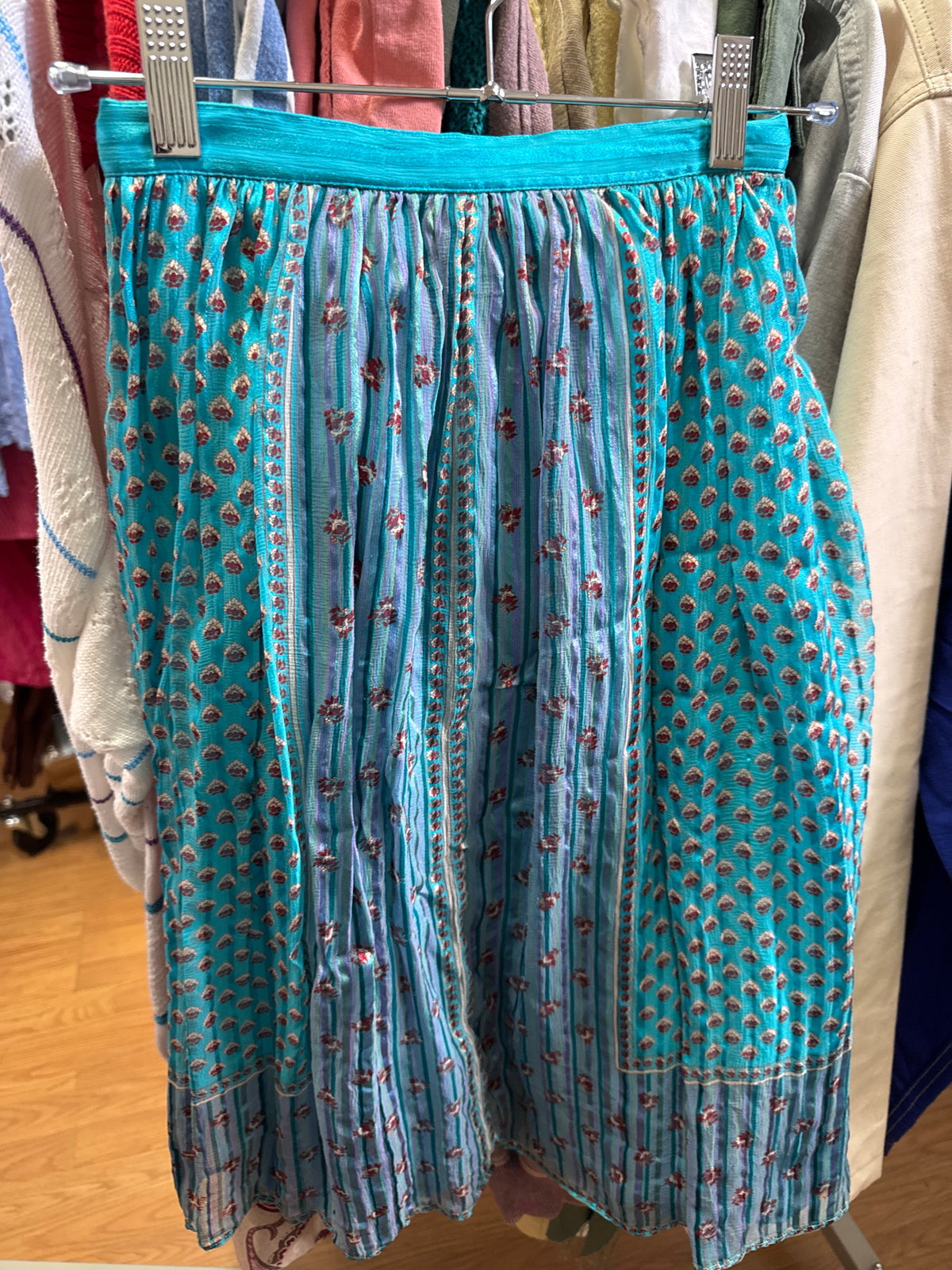Vtg Handmade Blue Pattern Skirt