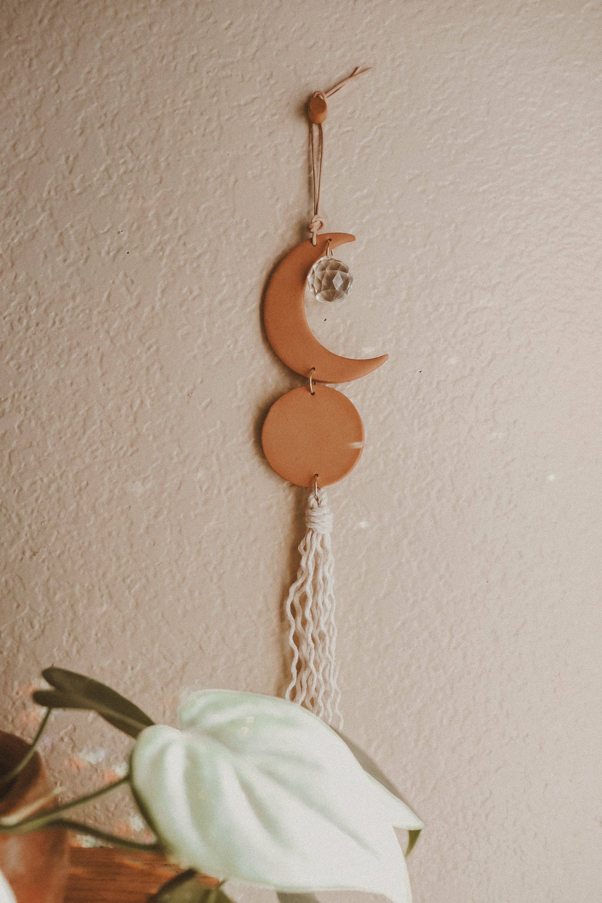 Crescent Moon Clay Sun Catcher