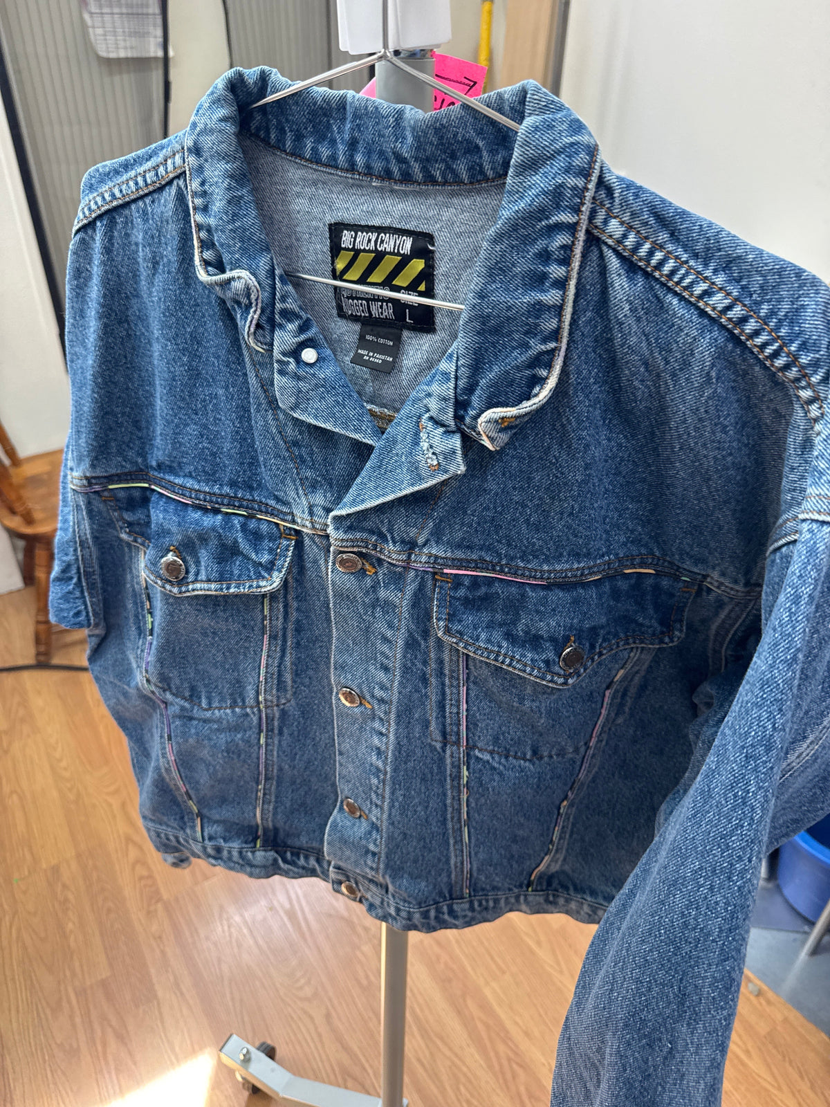 Vtg Colorful Piping Denim Jkt