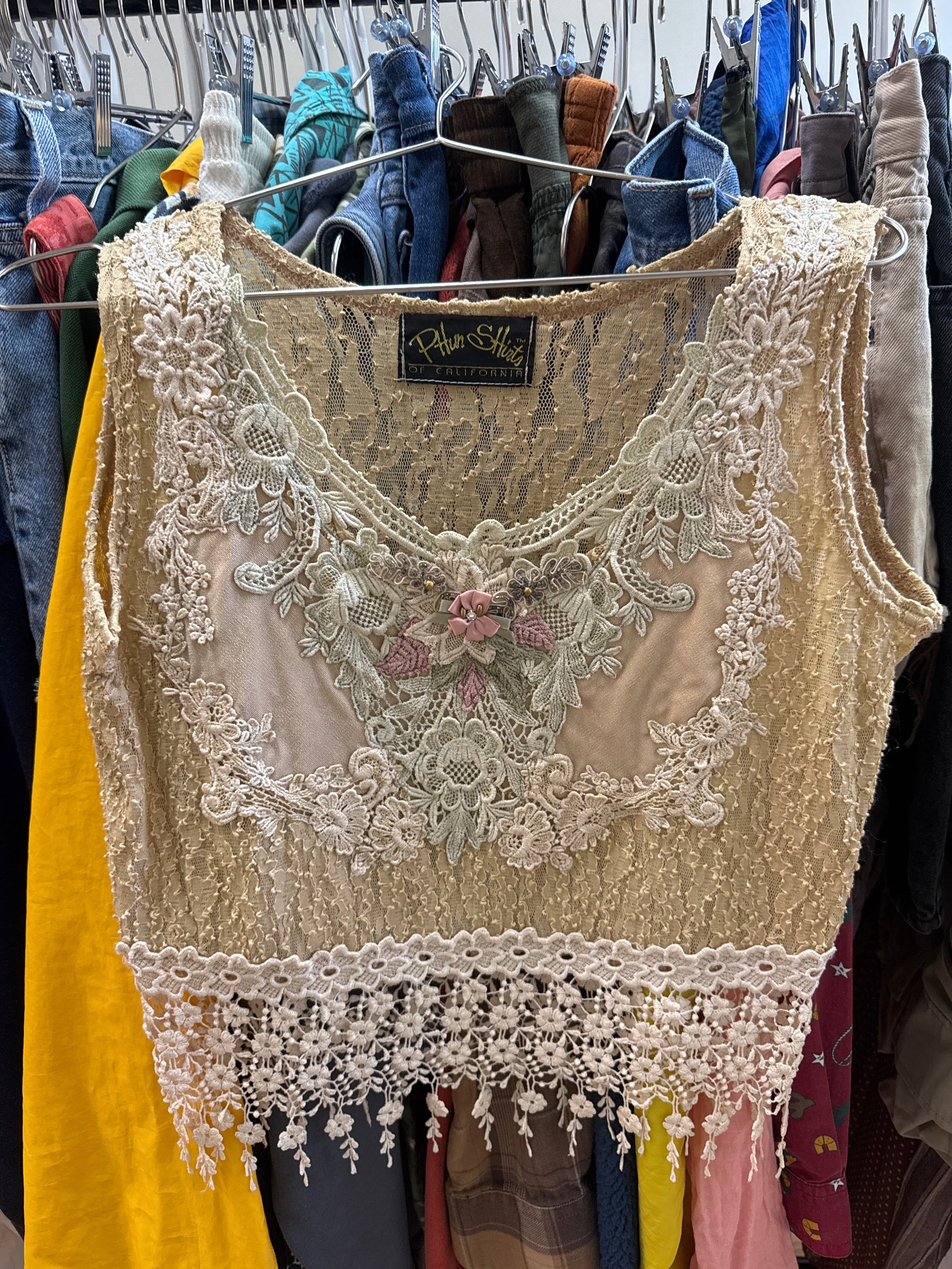 Vtg Phun Shirts Embellished Top