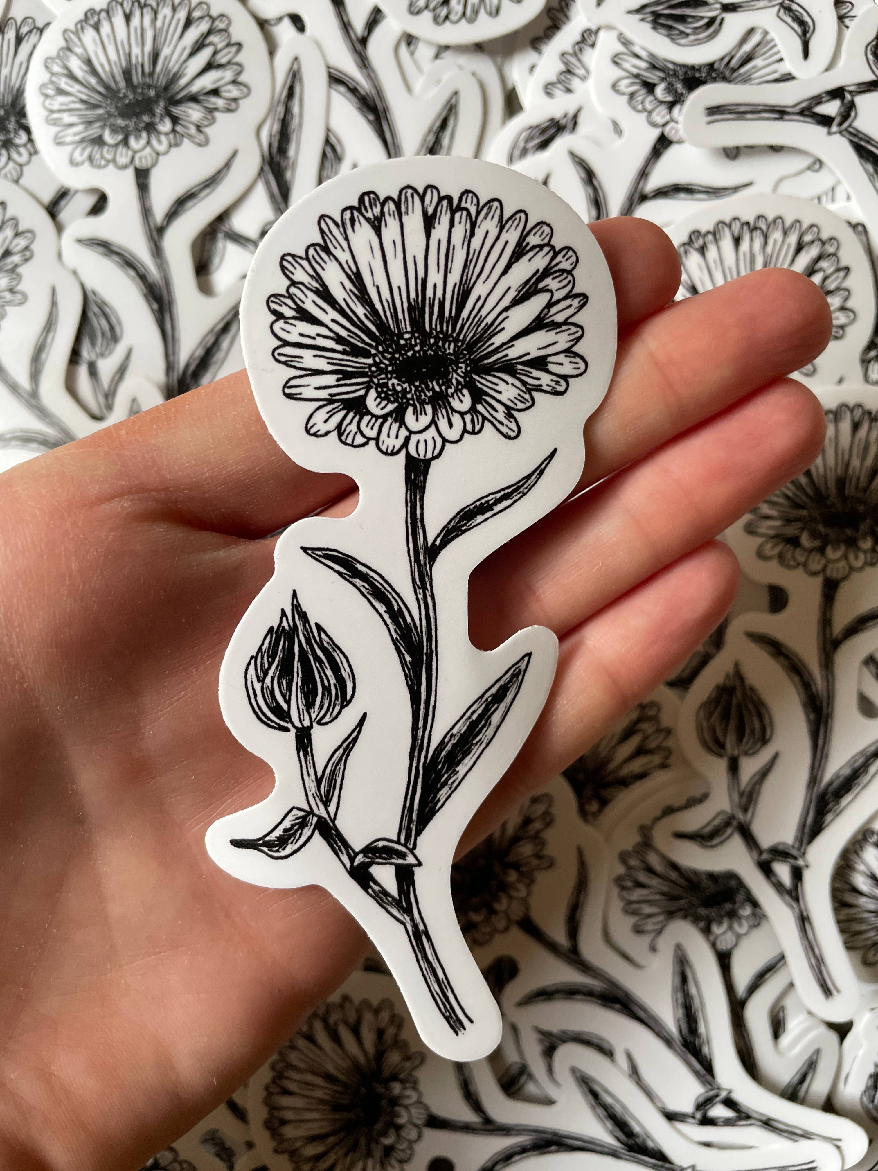 Calendula Flower Vinyl Sticker