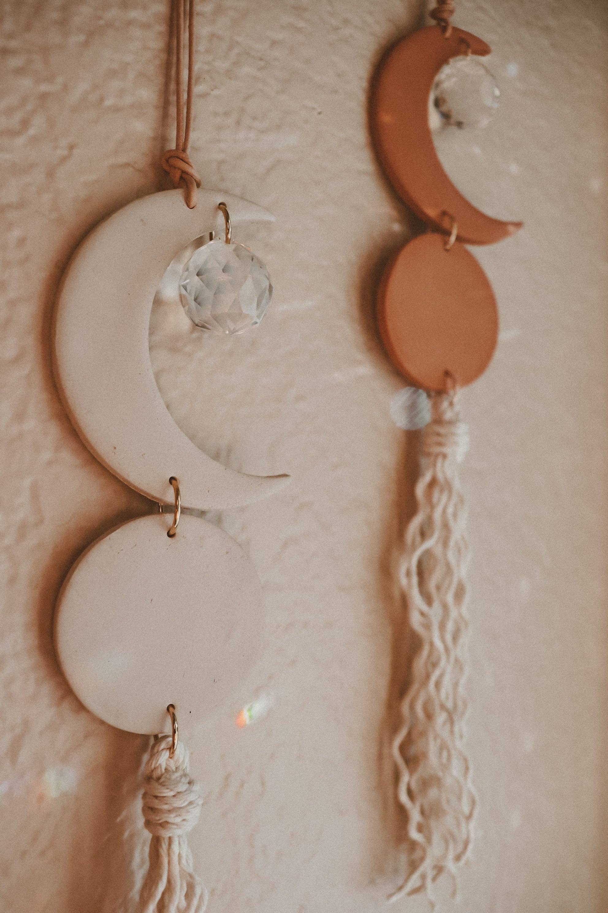 Crescent Moon Clay Sun Catcher