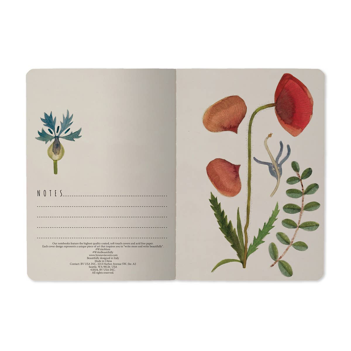 Small Notebook  Greens and Flowers 