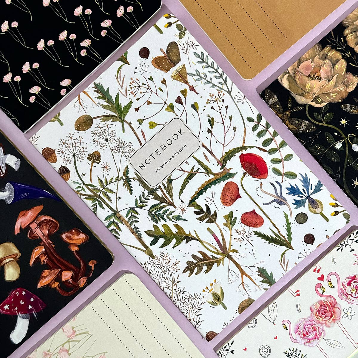 Small Notebook  Greens and Flowers 