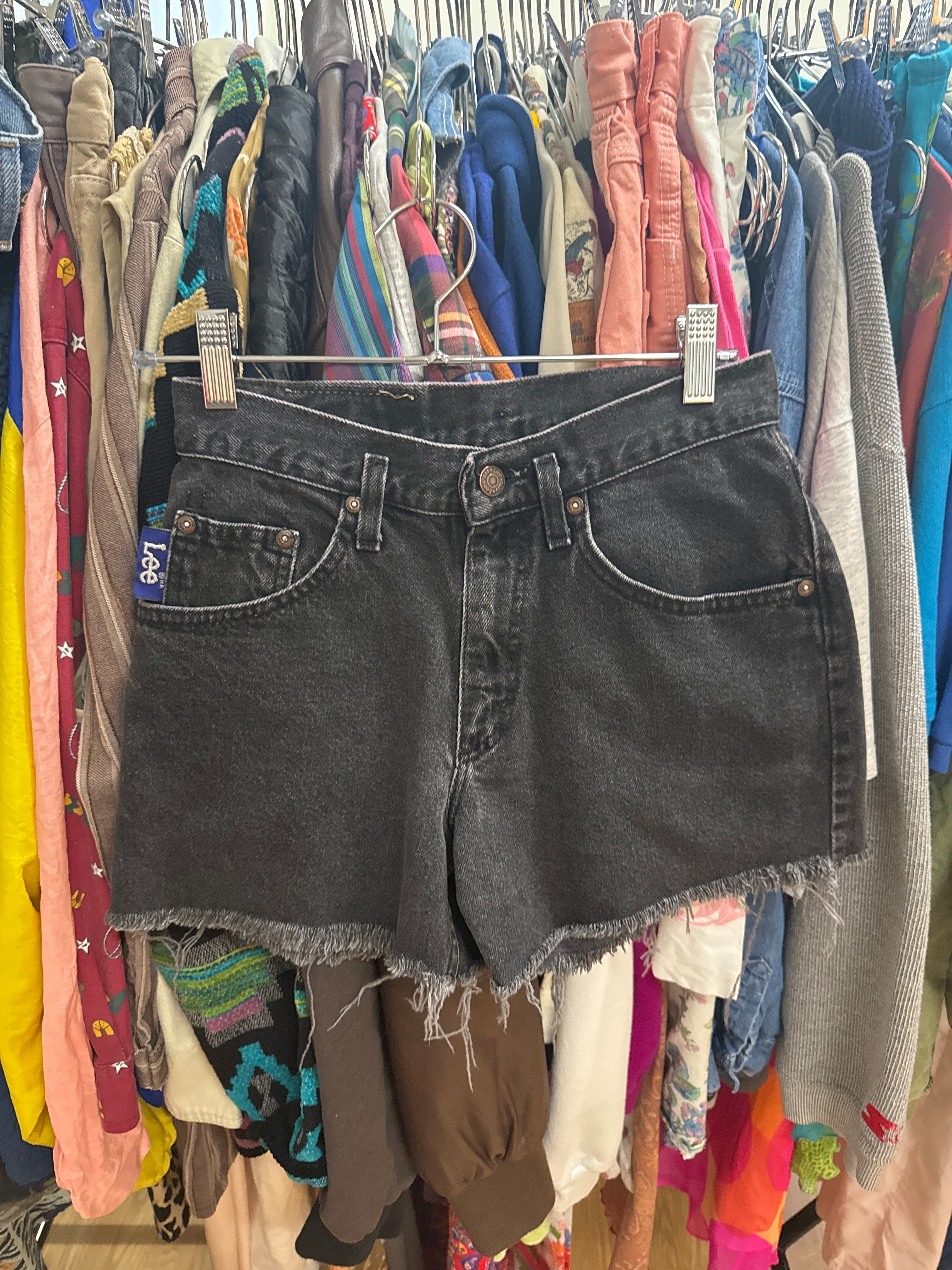 Vtg Lee Blk Denim Cutoffs
