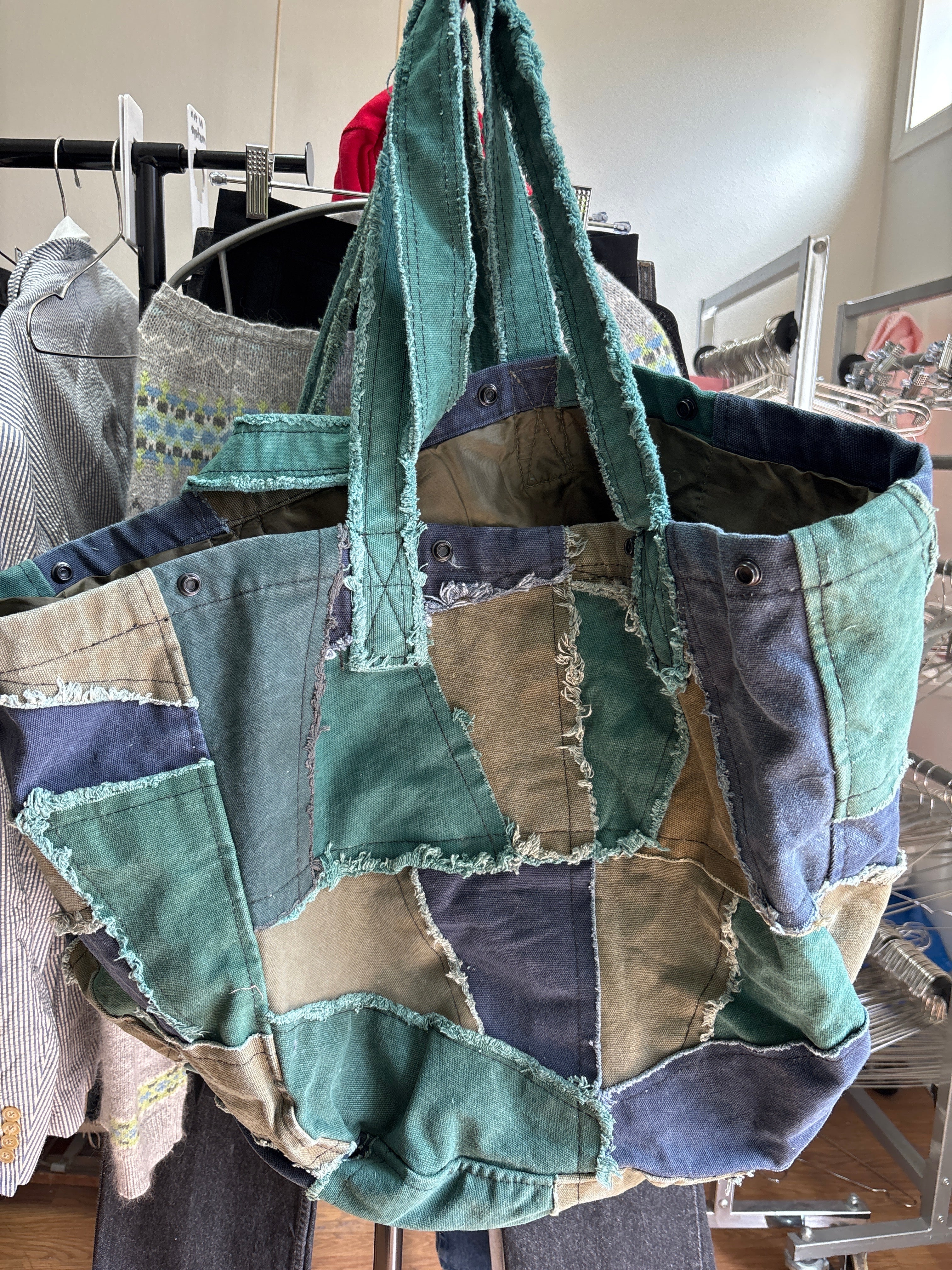 Upcycled cotton patchwork tote