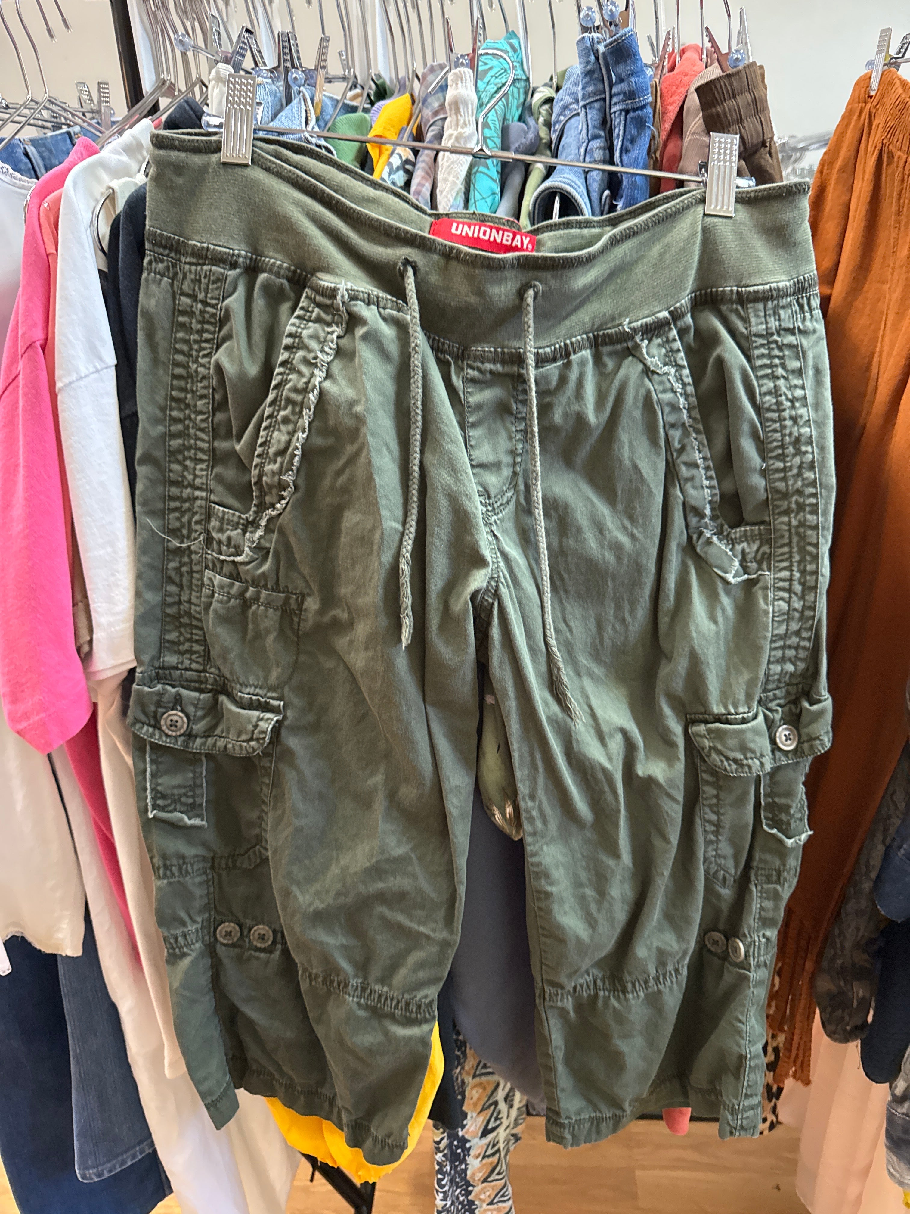 Y2K Unionbay Grn Cotton Cargo Capris