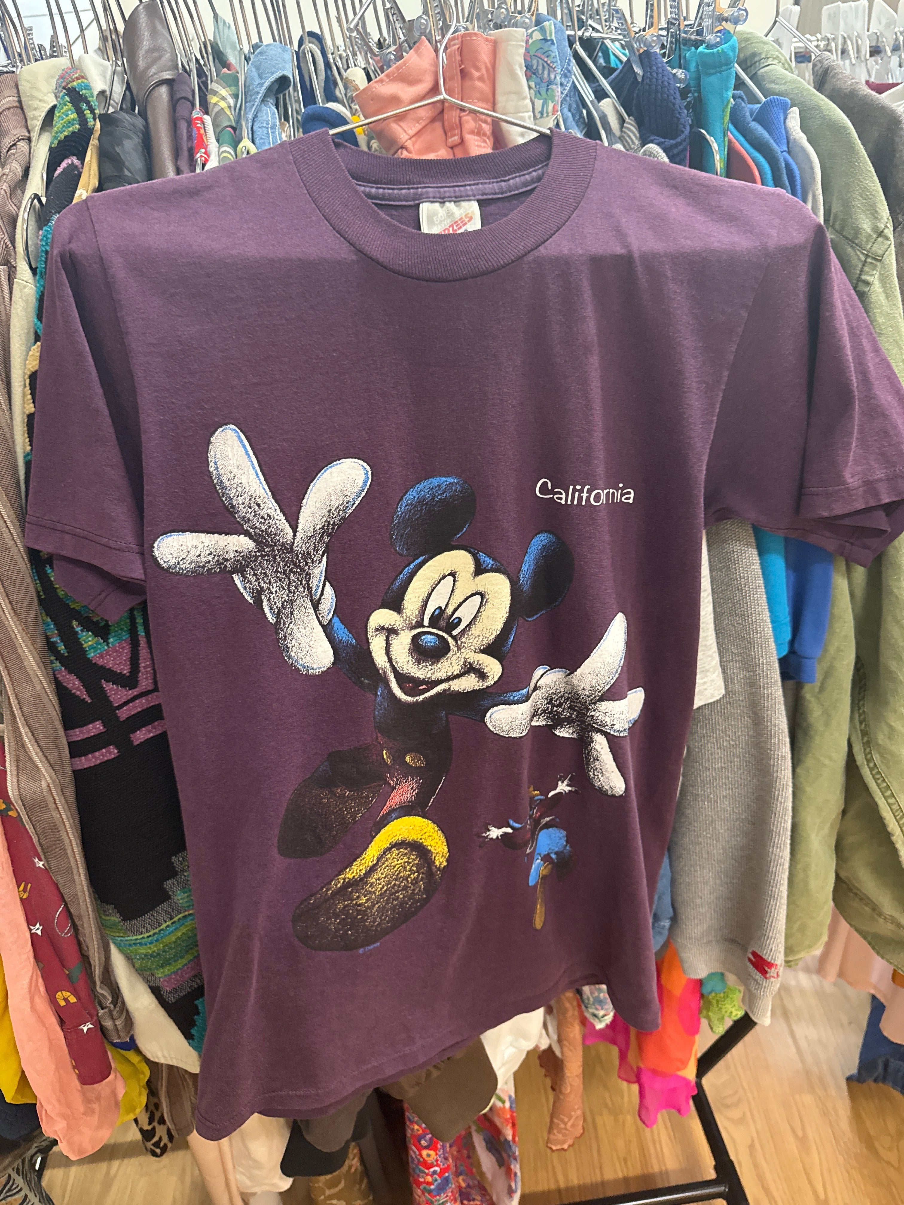 Vtg USA Mickey Goofy California Tee