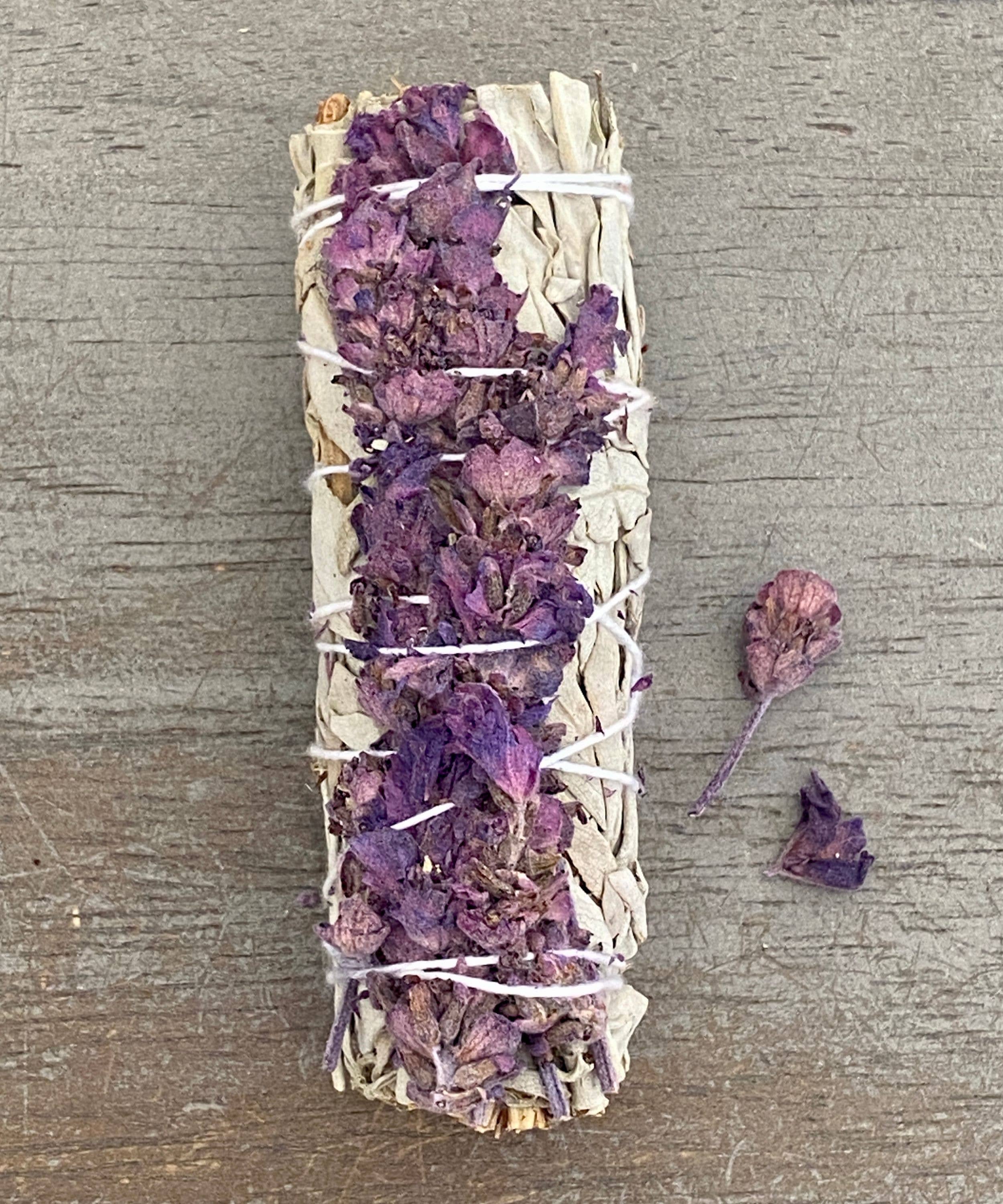 White Sage w/ Lavender Flowers Smudge Sticks in Bulk