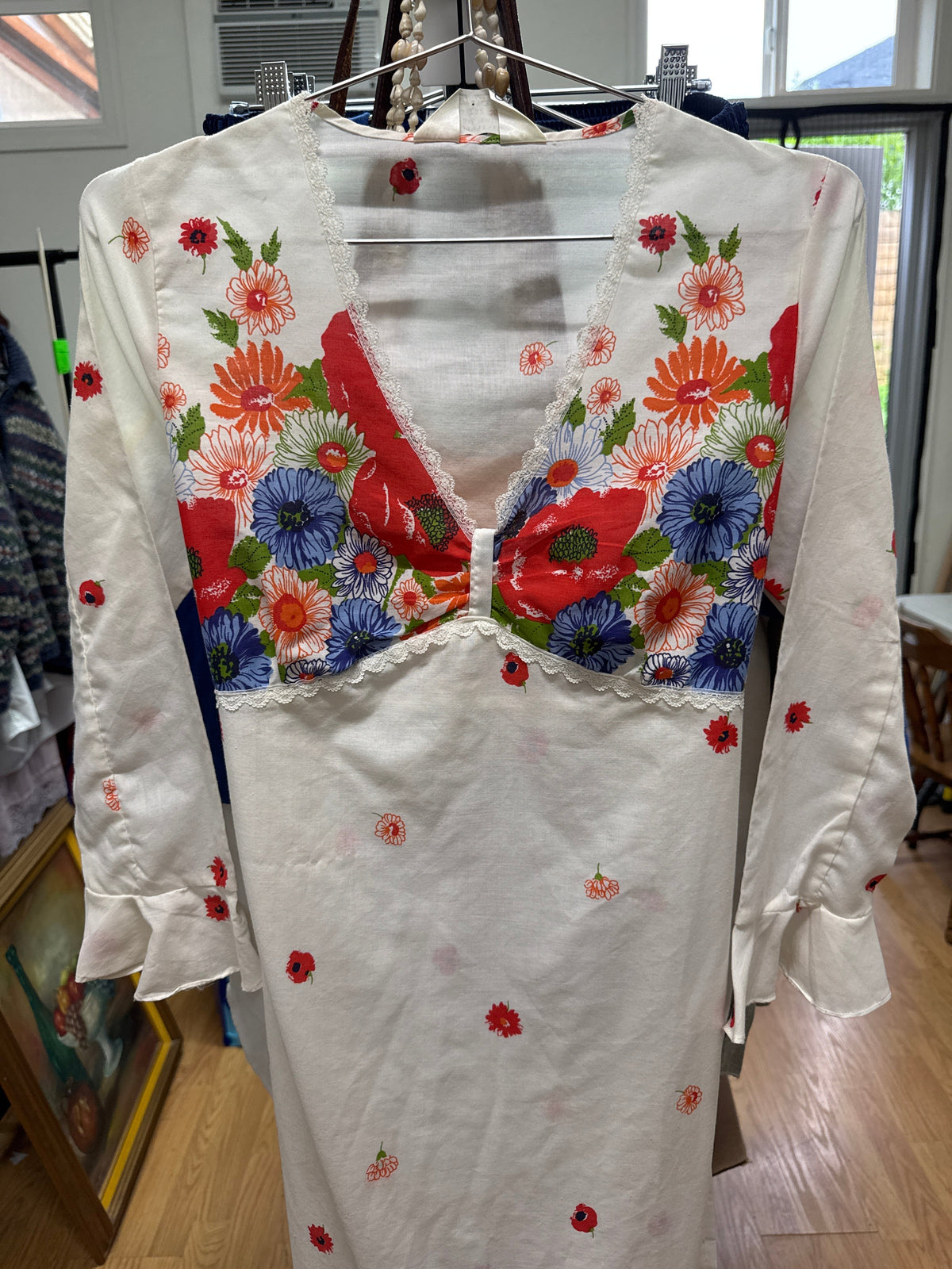 Vtg Dreamy White Floral Maxidress