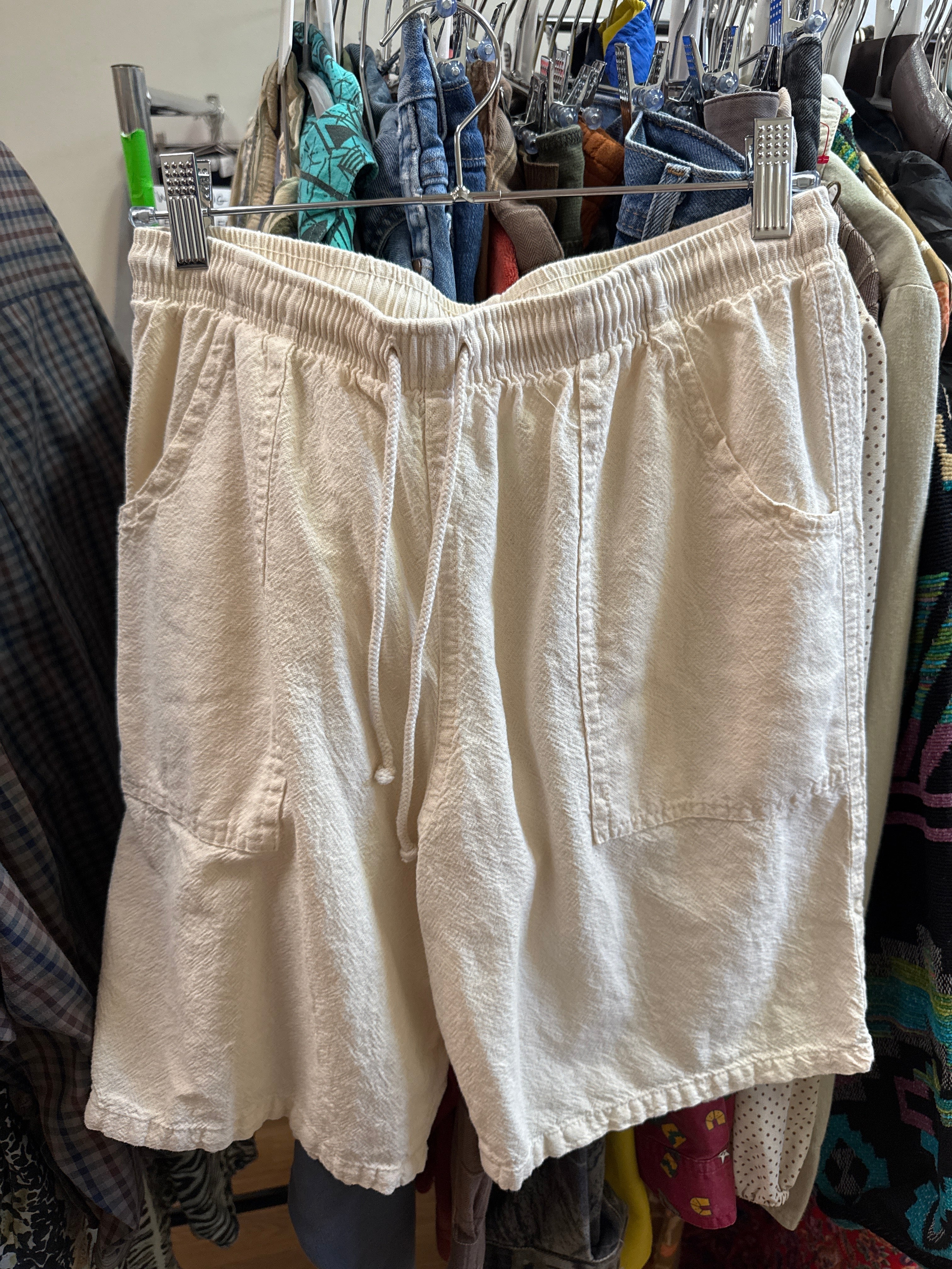 Vtg USA Cream Cotton Shorts