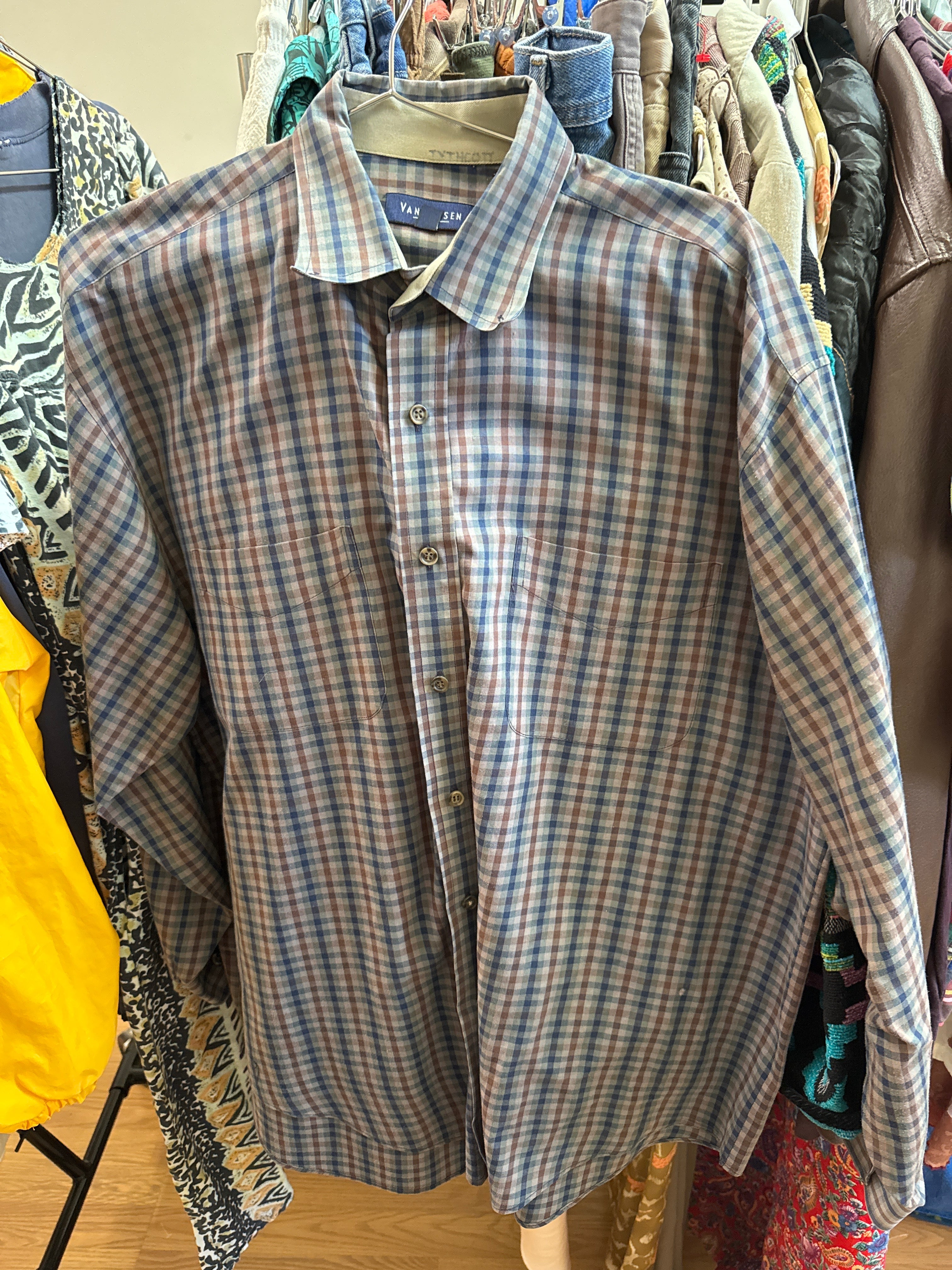 As Is Vtg Van Heusen Grey Shirt