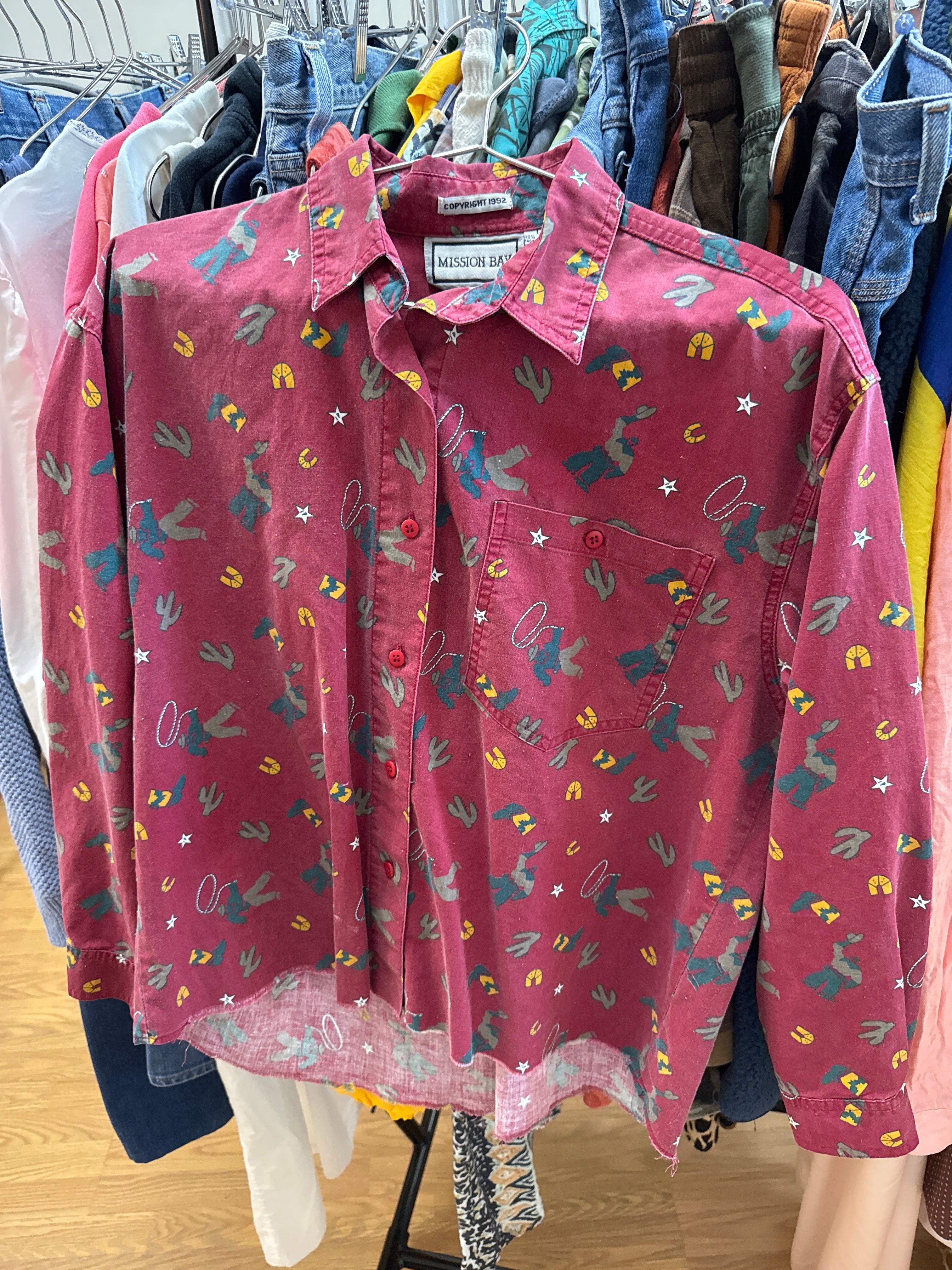 Vtg Mission Bay Cowboy Cotton Shirt