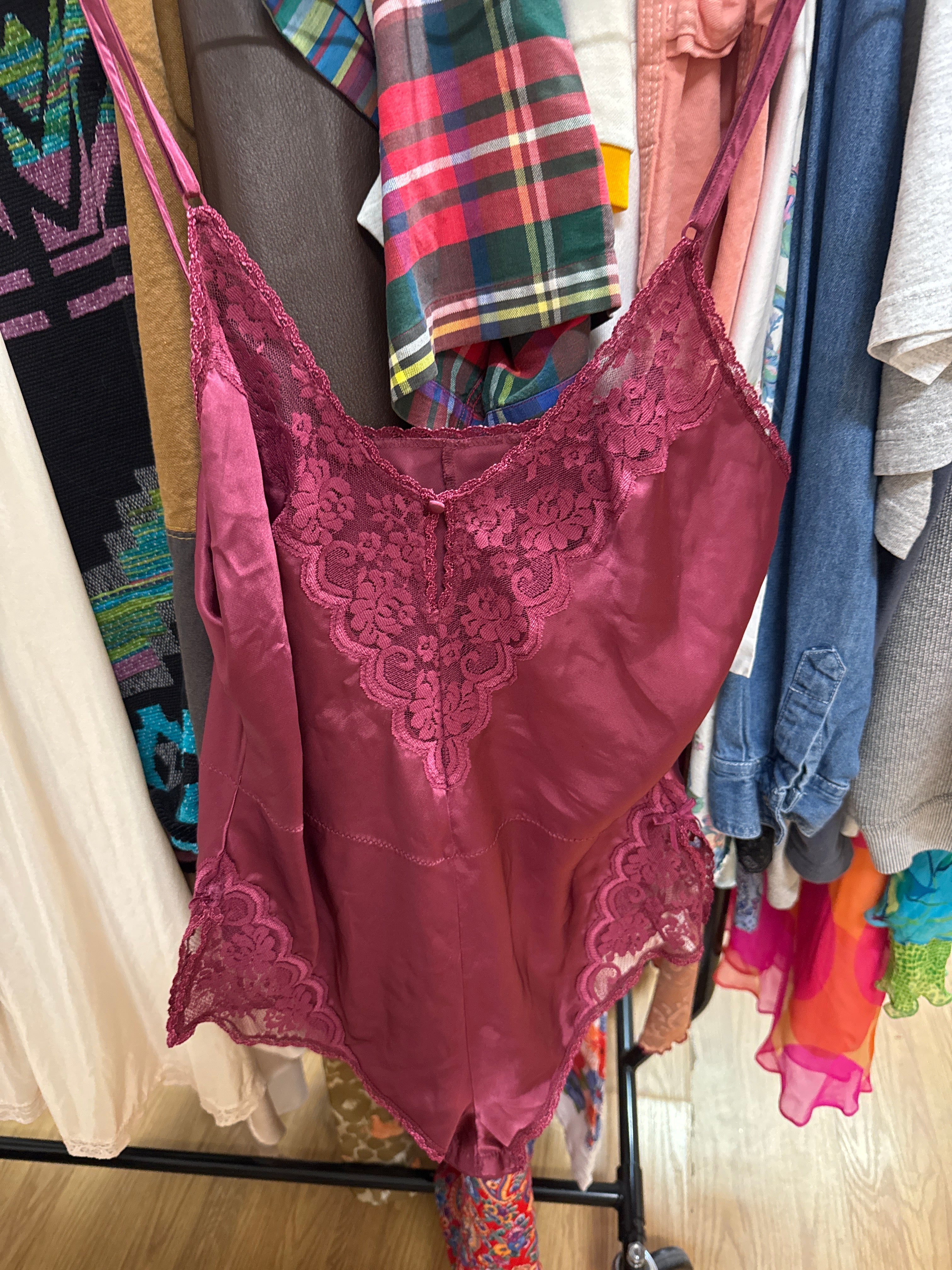 Vtg USA Maidenform Maroon Teddy