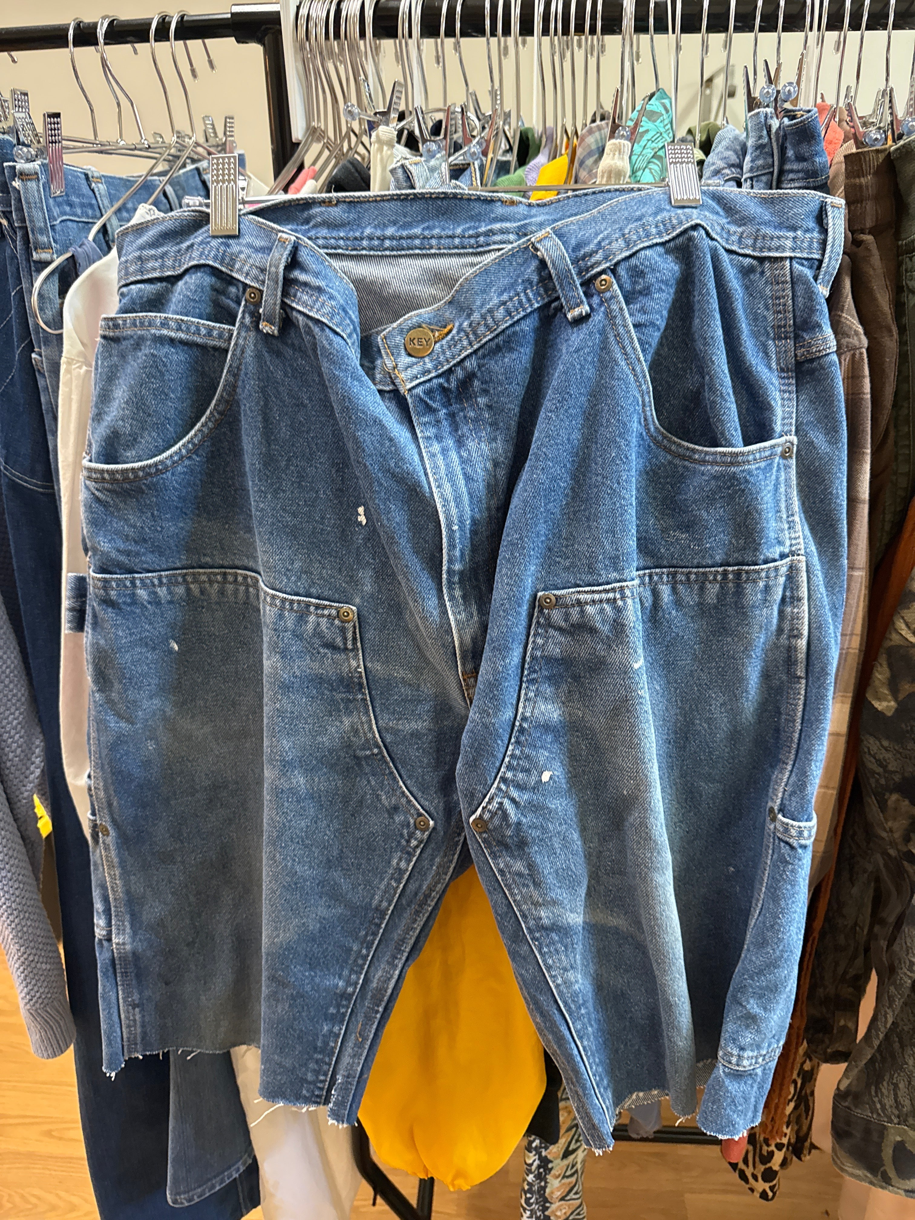 Vtg Key Denim Carpenter Cutoffs W40