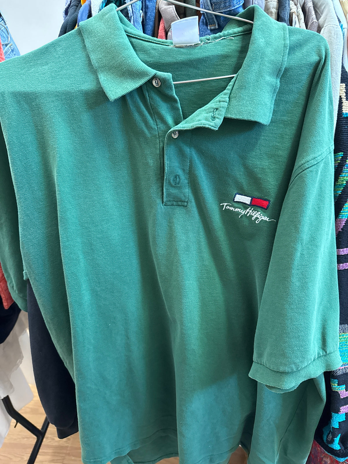 Vtg USA Tommy H Grn Polo