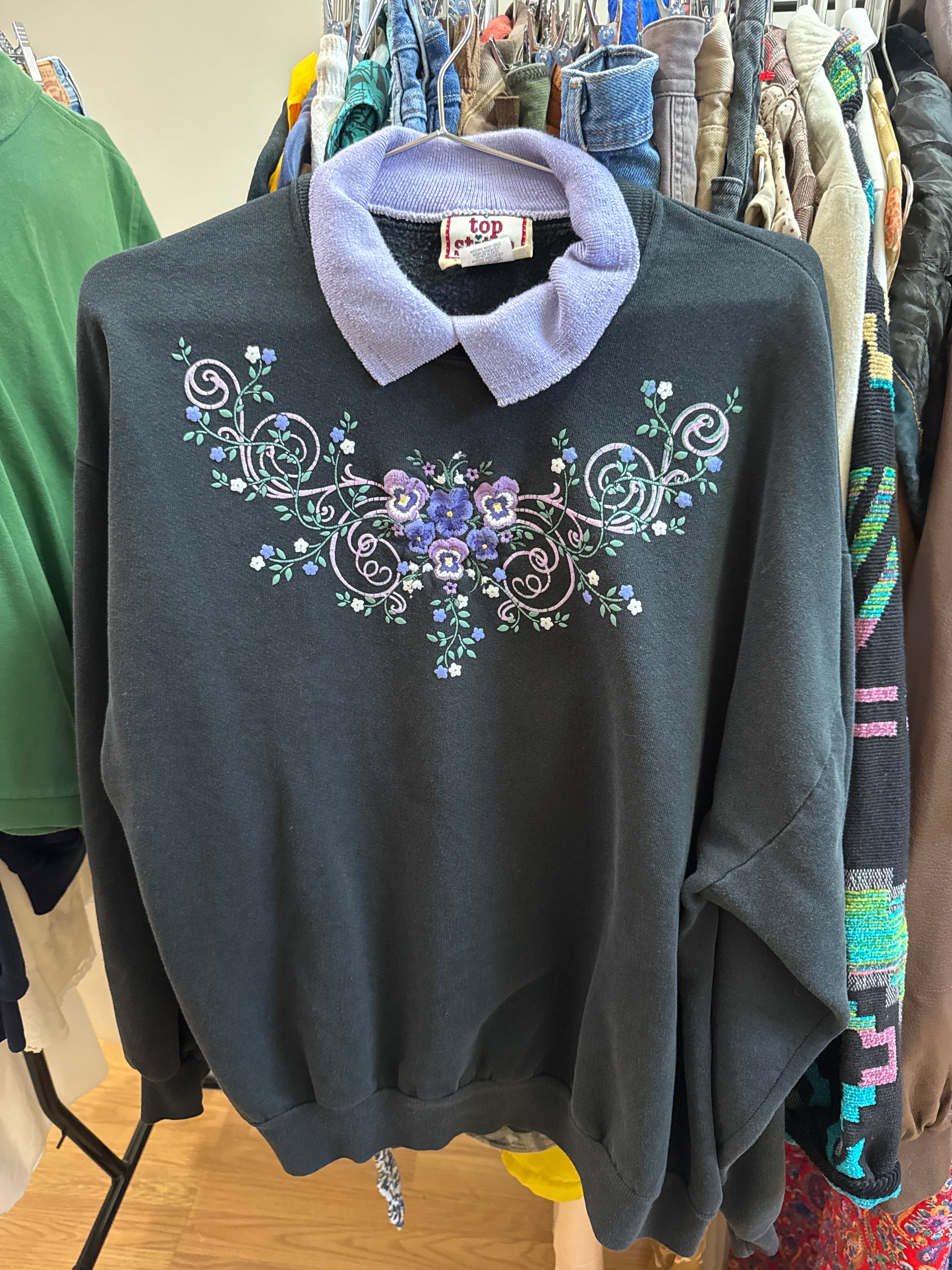 Vtg Purple Grannycore Pullover
