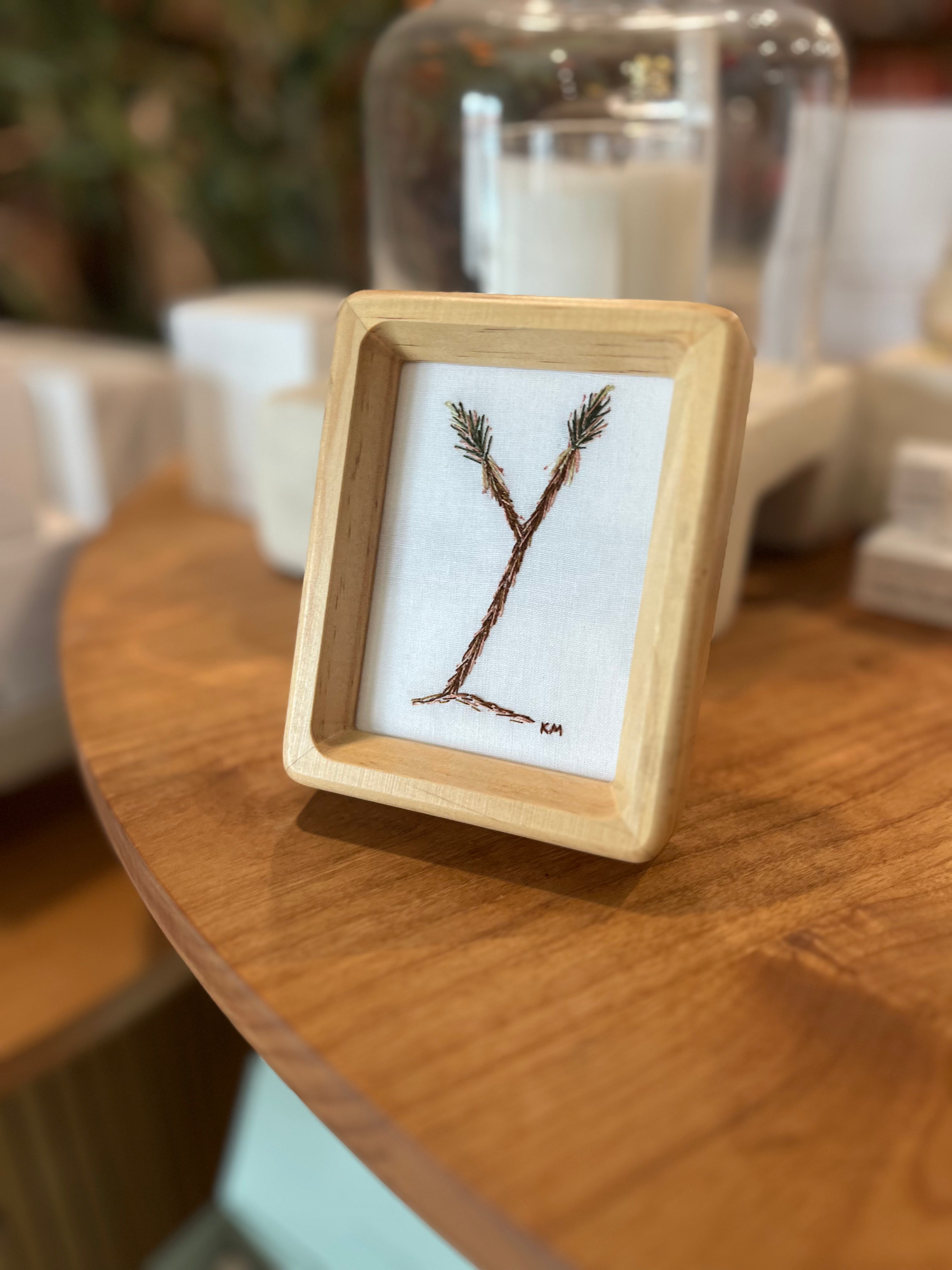 Hand Embroidered Joshua Tree | 3X4” Natural Frame