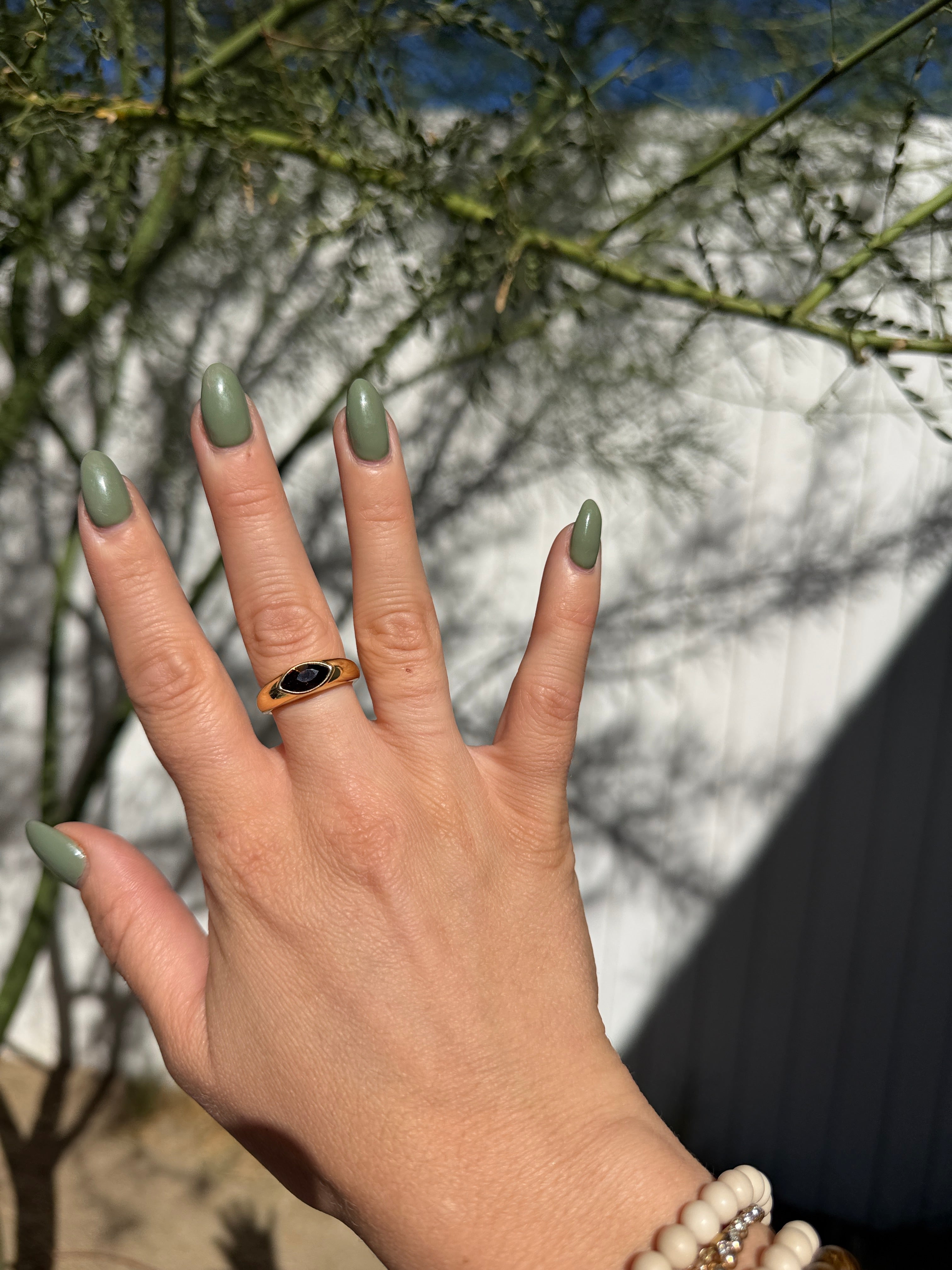 Gold and Brown Crystal Marquise Ring