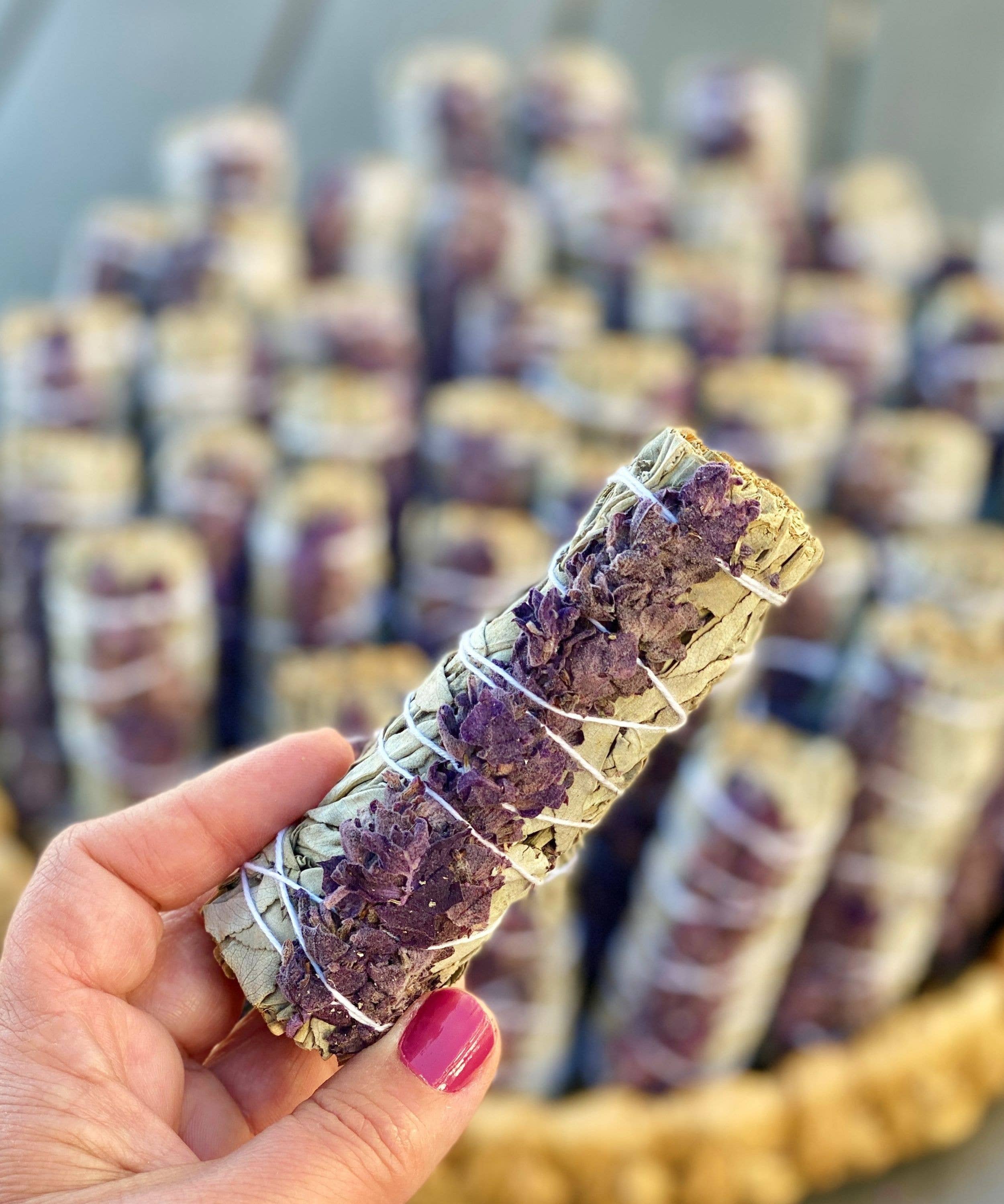 White Sage w/ Lavender Flowers Smudge Sticks in Bulk