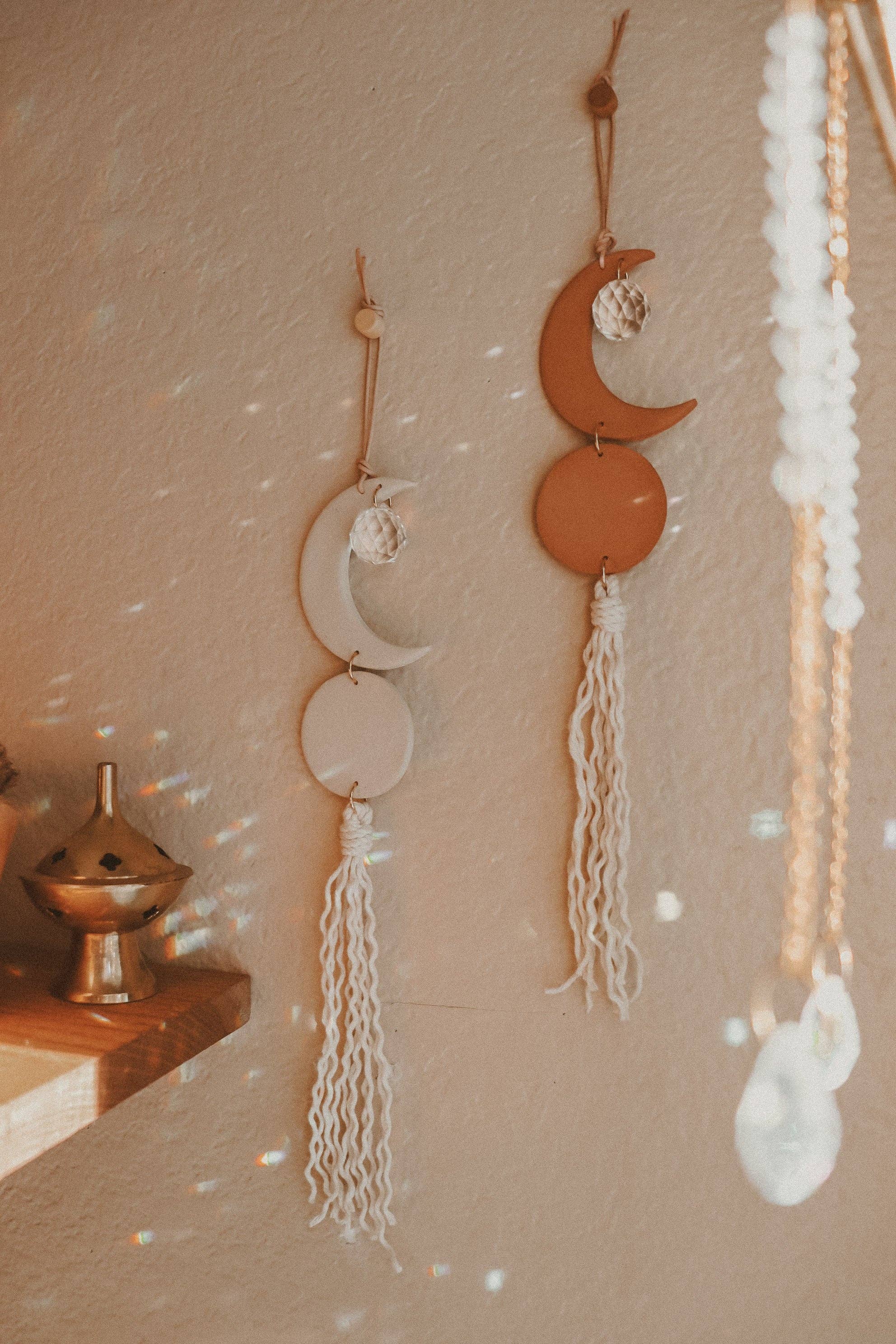 Crescent Moon Clay Sun Catcher