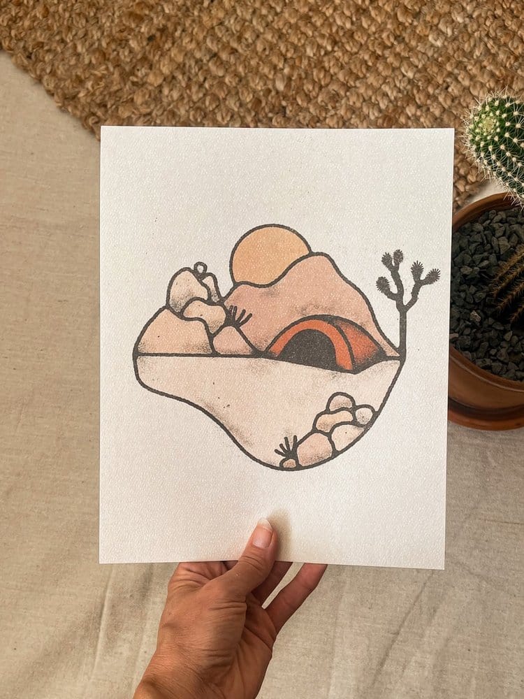 Amber Morgan Camping In Joshua Tree Print available in Joshua Tree at JT Trading Post
