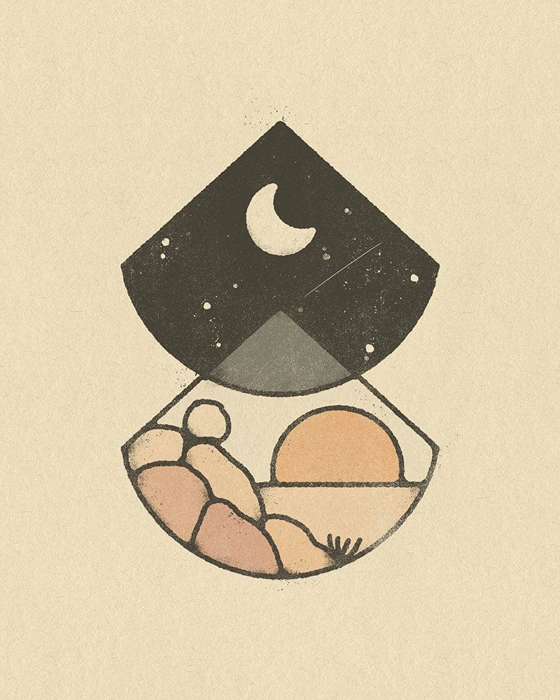 Amber Morgan Sun, Moon and Boulders Print available in Joshua Tree at JT Trading Post
