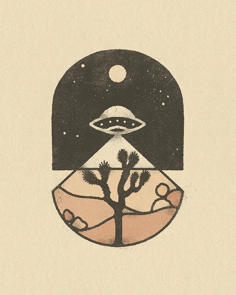 Amber Morgan UFO Over Joshua Tree Art Print available in Joshua Tree at JT Trading Post