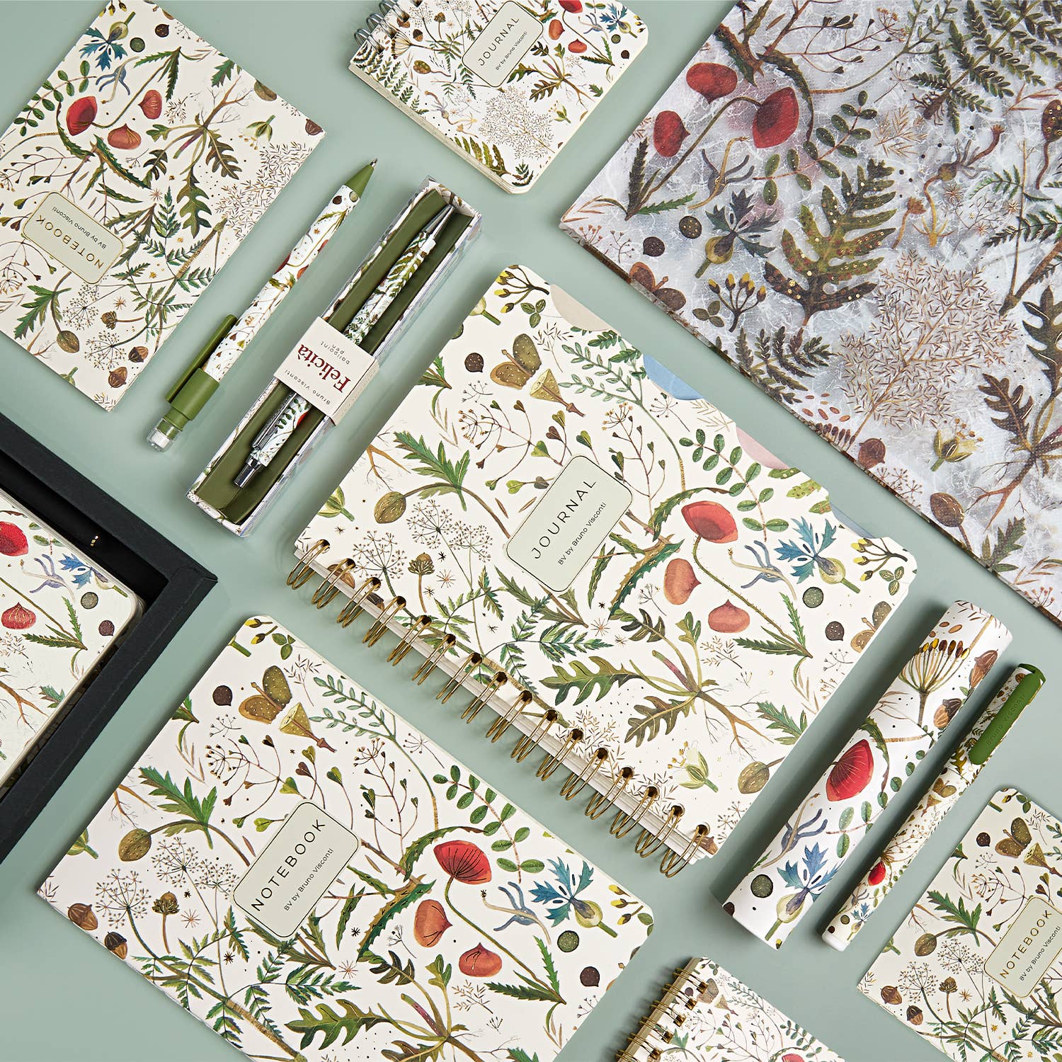 Small Notebook  Greens and Flowers 