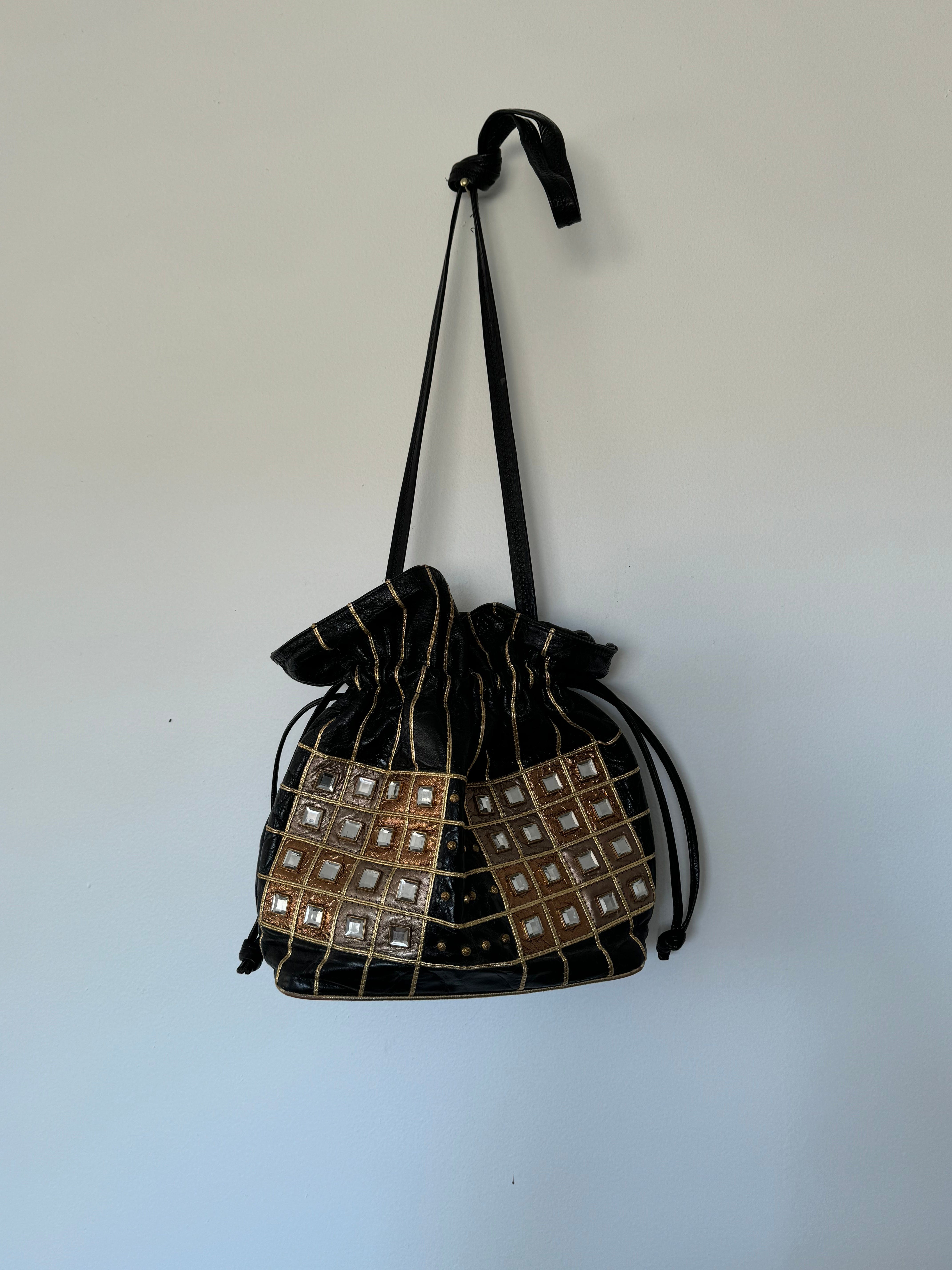 Desert Dreamin’ Vintage 1980s Leather Rhinestone Crossbody