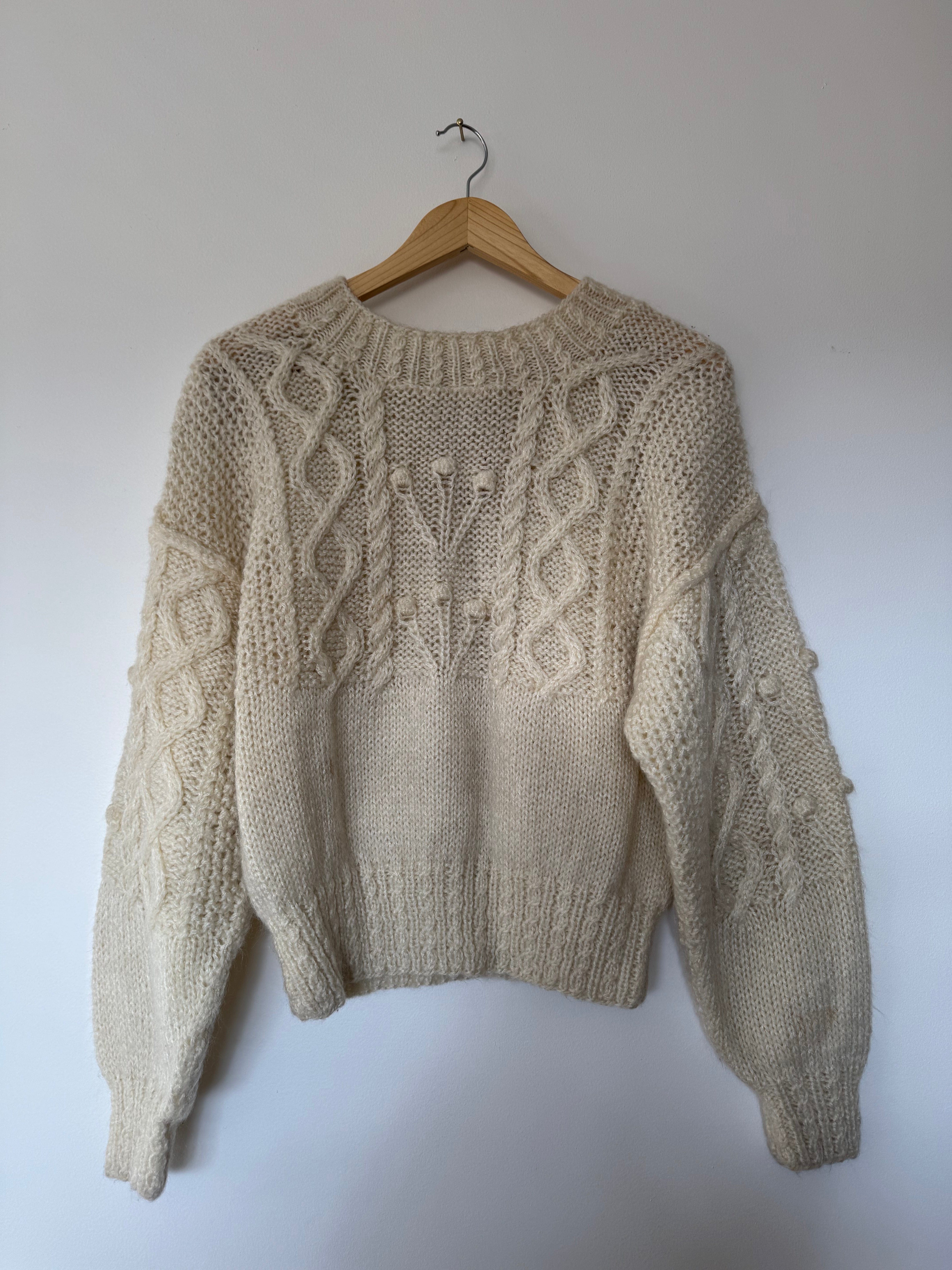 Desert Dreaming Vintage 80s white popcorn knit Sz m
