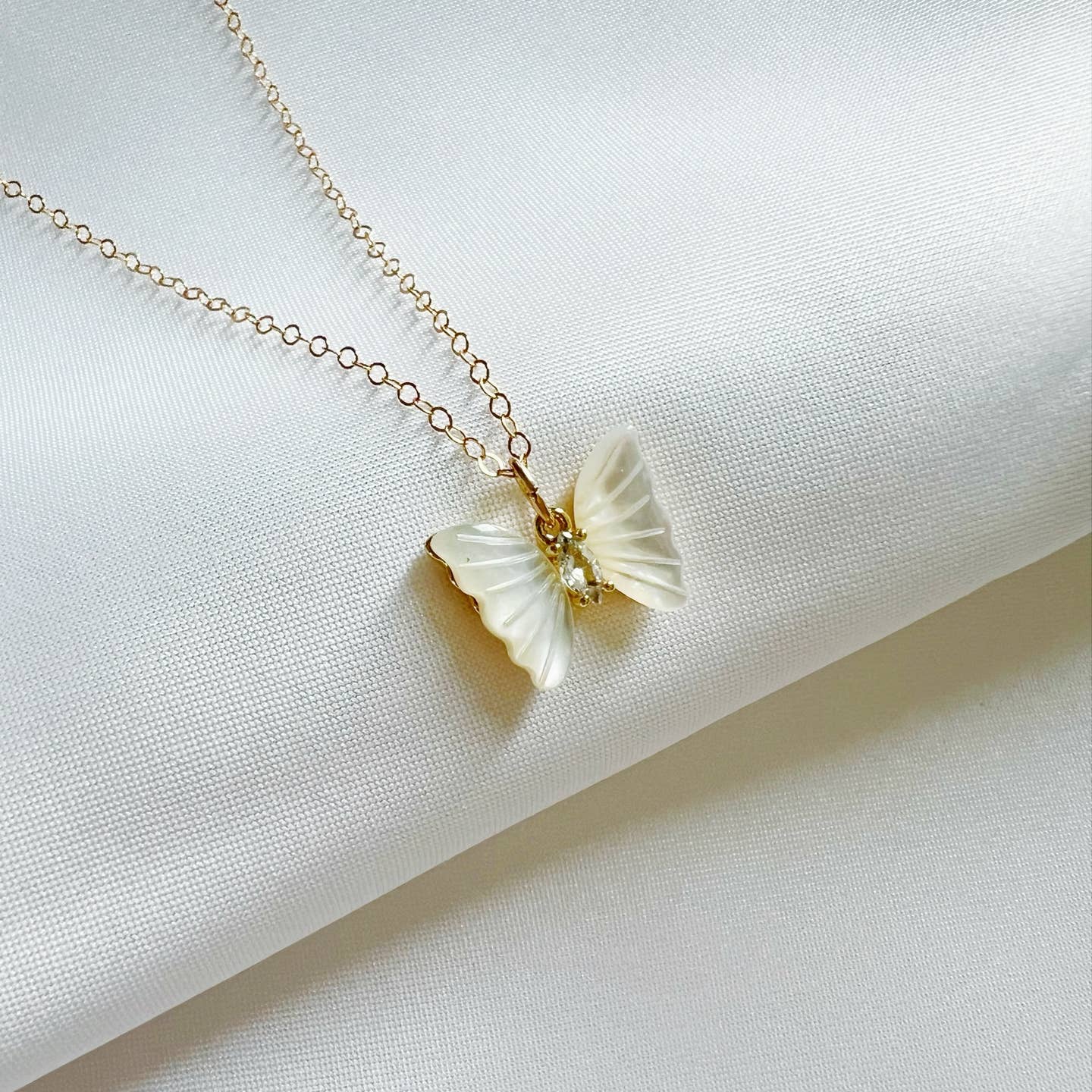 Desert Lux Butterfly Mother of Pearl Necklace