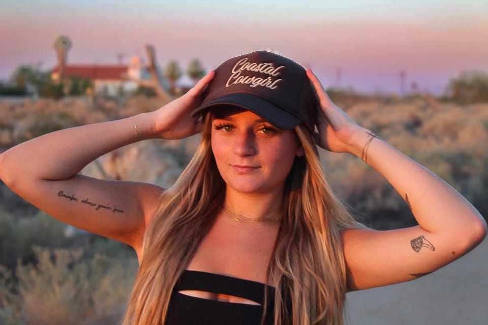 Desert Lux Coastal Cowgirl Brown Trucker Hat available in Joshua Tree at JT Trading Post