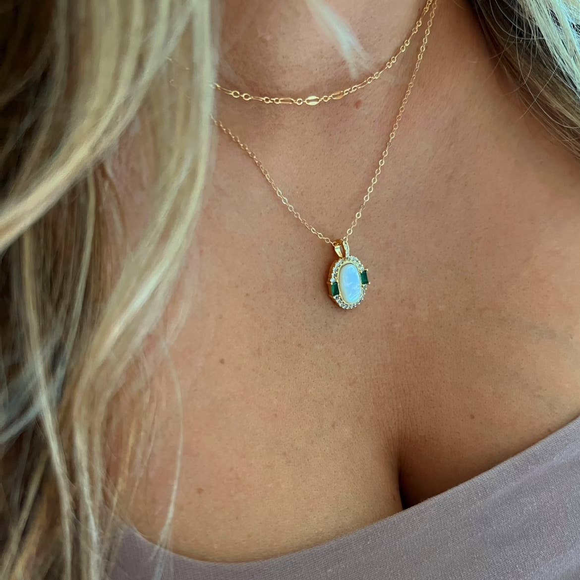 Desert Lux Emerald Bay Mother of Pearl Pendant available in Joshua Tree at JT Trading Post