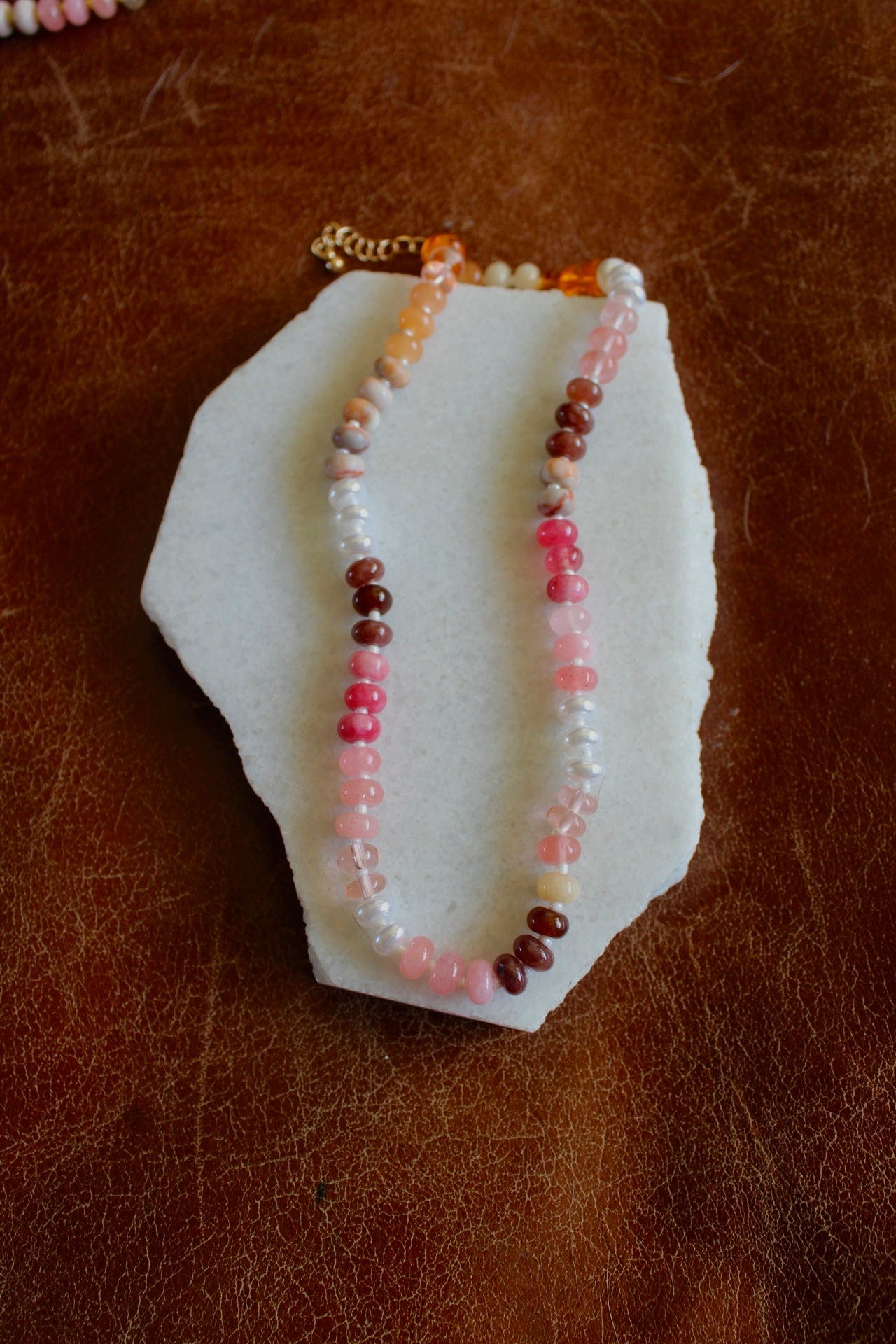 Desert Lux Natural Agate Glass Semi Precious Bead Necklace