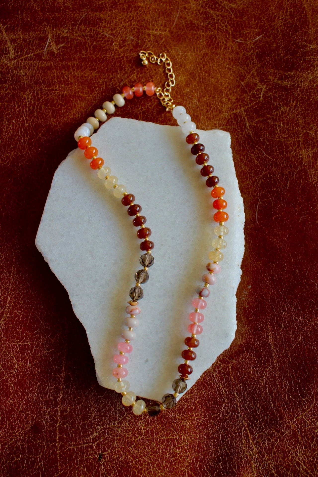Desert Lux Natural Agate Glass Semi Precious Bead Necklace