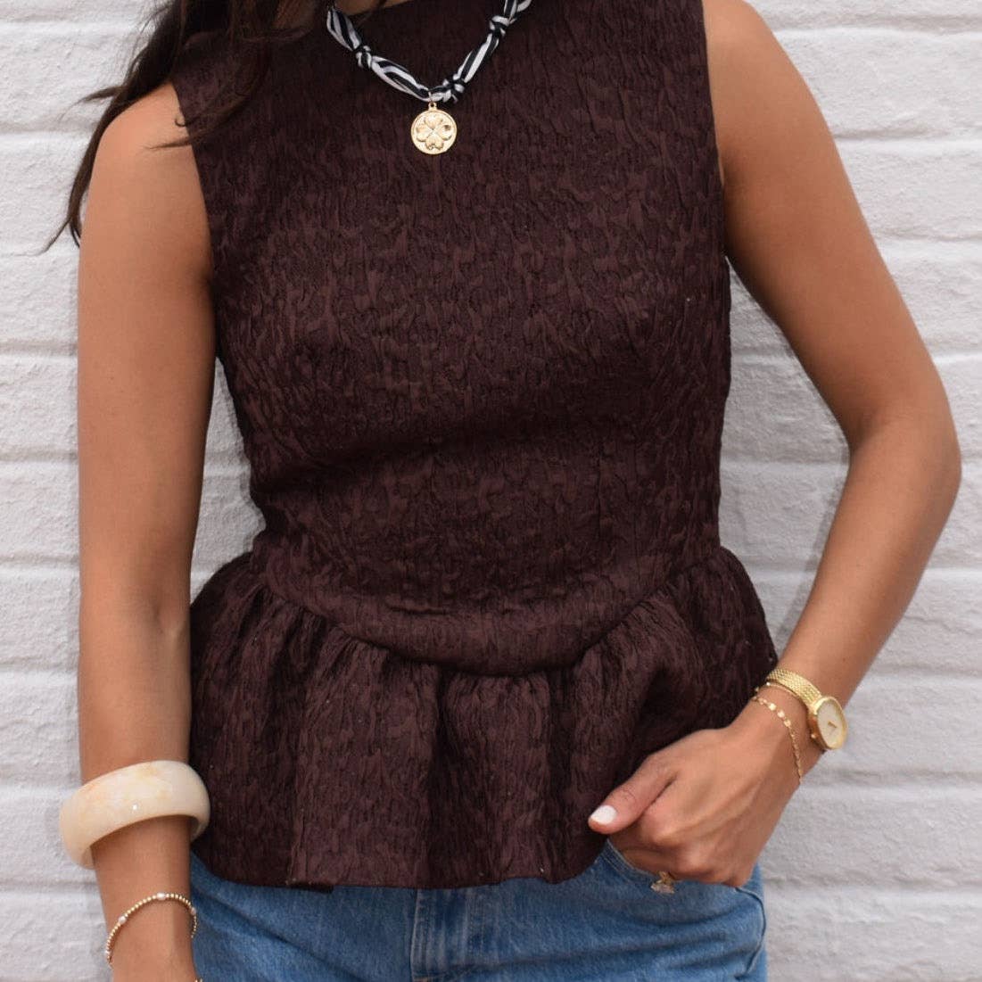 Desert Lux Palermo Knotted Scarf Coin Charm Necklace