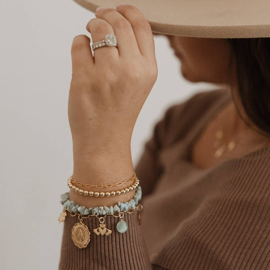 Desert Lux Sanibel Larimar Beaded Bracelet available in Joshua Tree at JT Trading Post