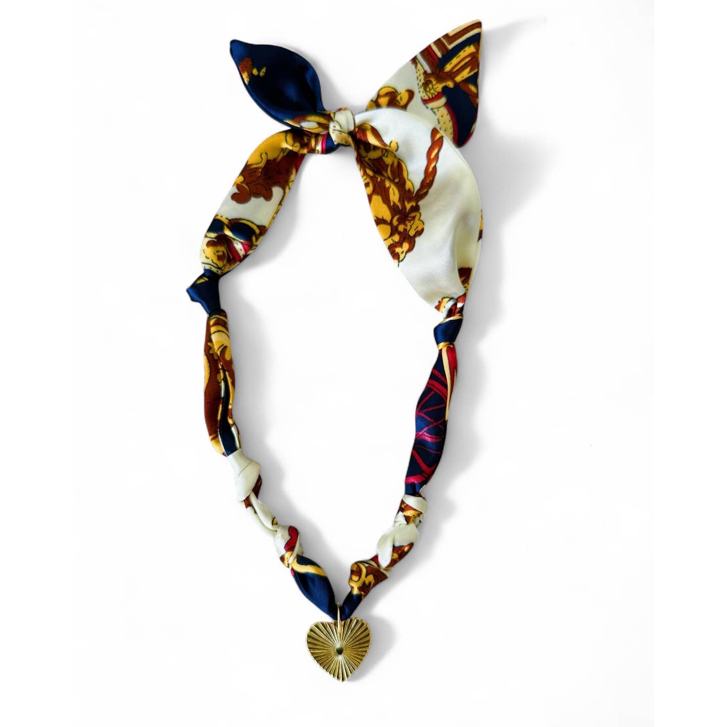Desert Lux Venice Knotted Scarf Heart Charm Necklace