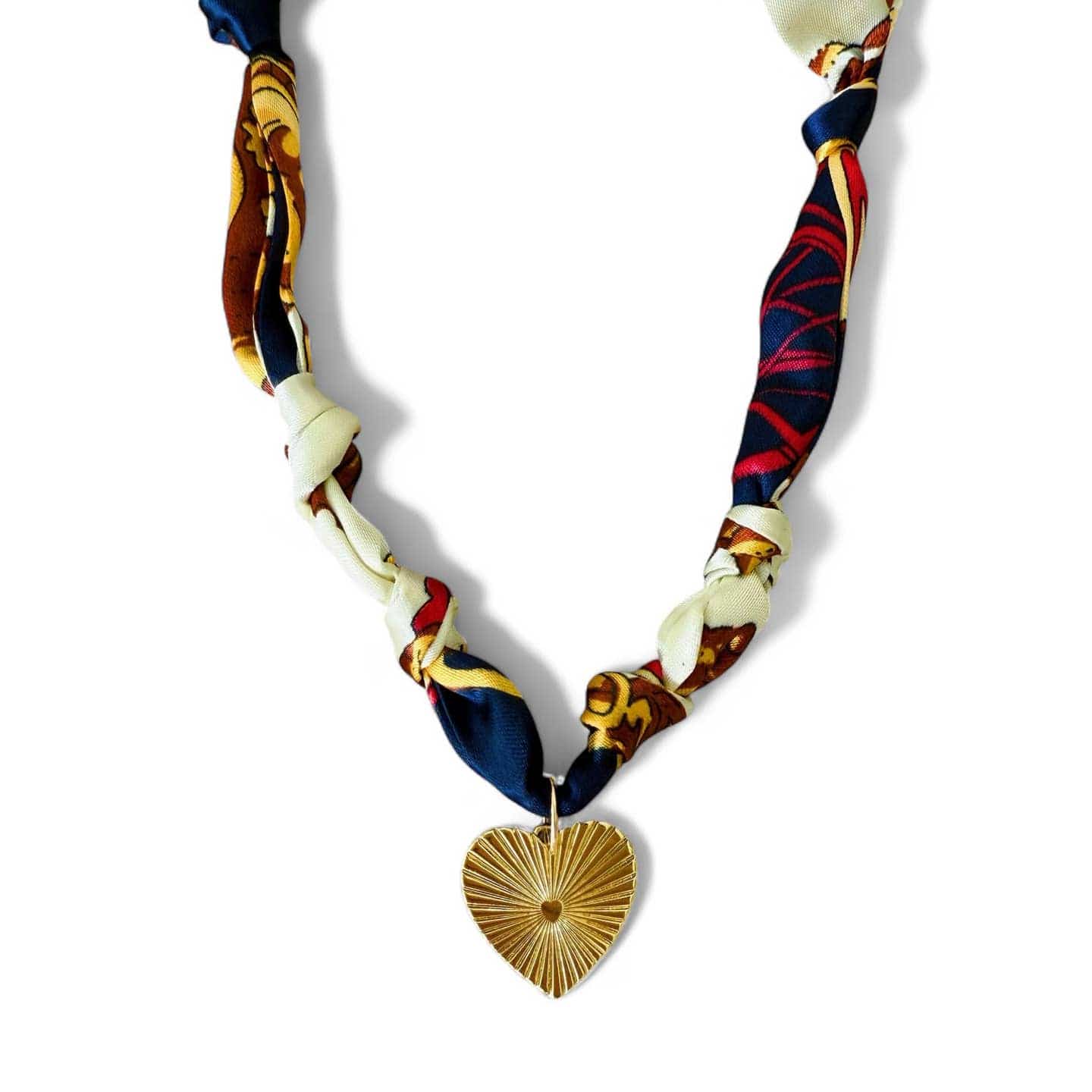 Desert Lux Venice Knotted Scarf Heart Charm Necklace