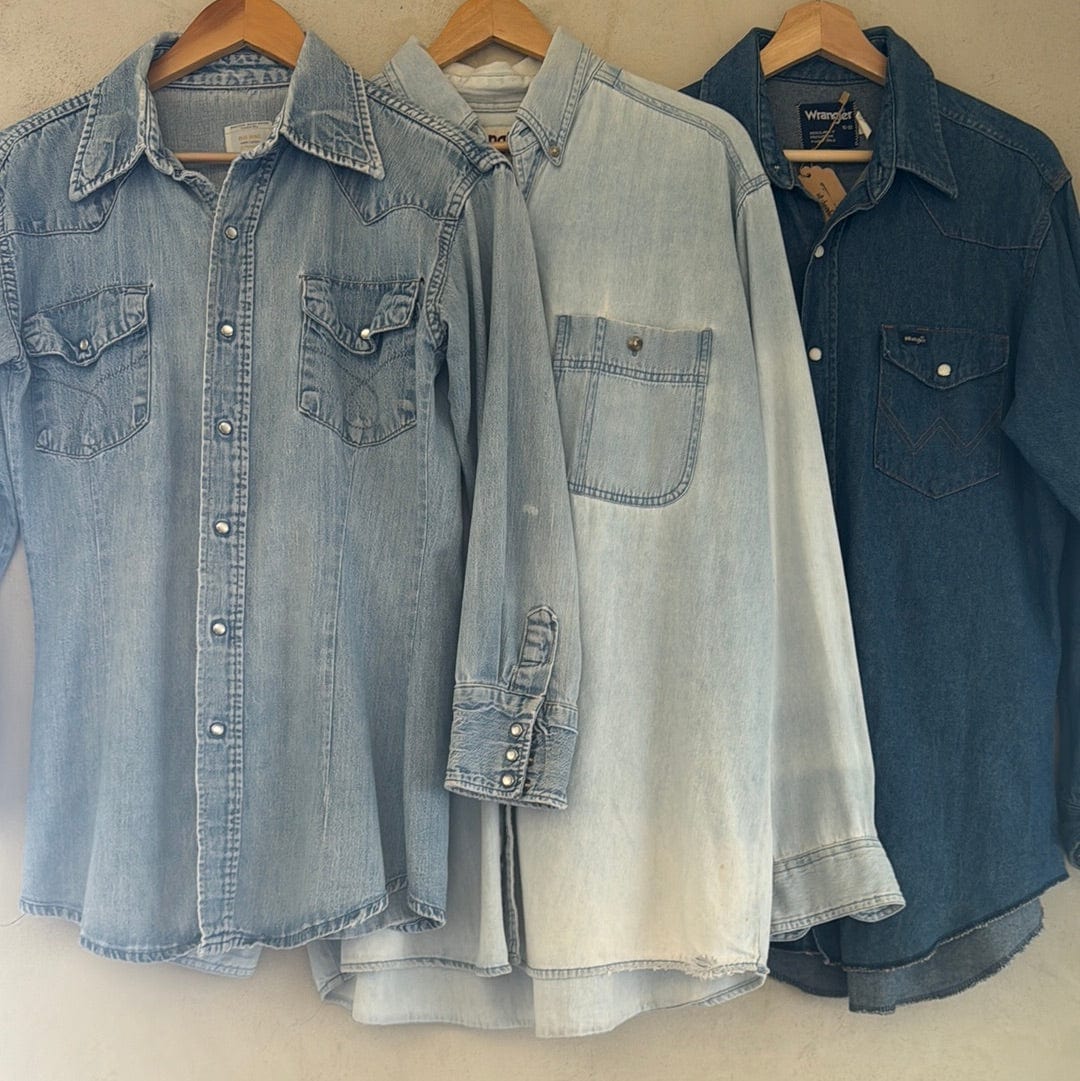 El Duende Vintage Distressed Denim Button Ups