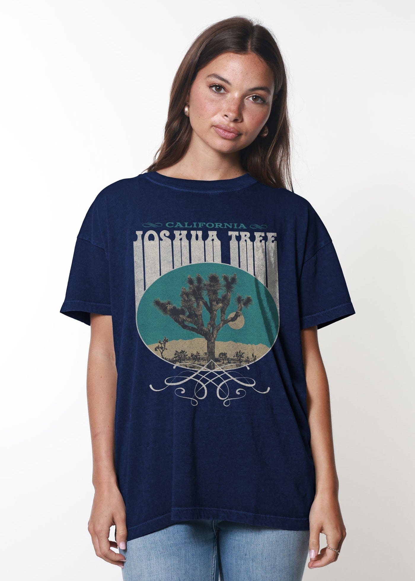 Girl-Dangerous Joshua Tree Western Navy Everyday Tee available in Joshua Tree at JT Trading Post