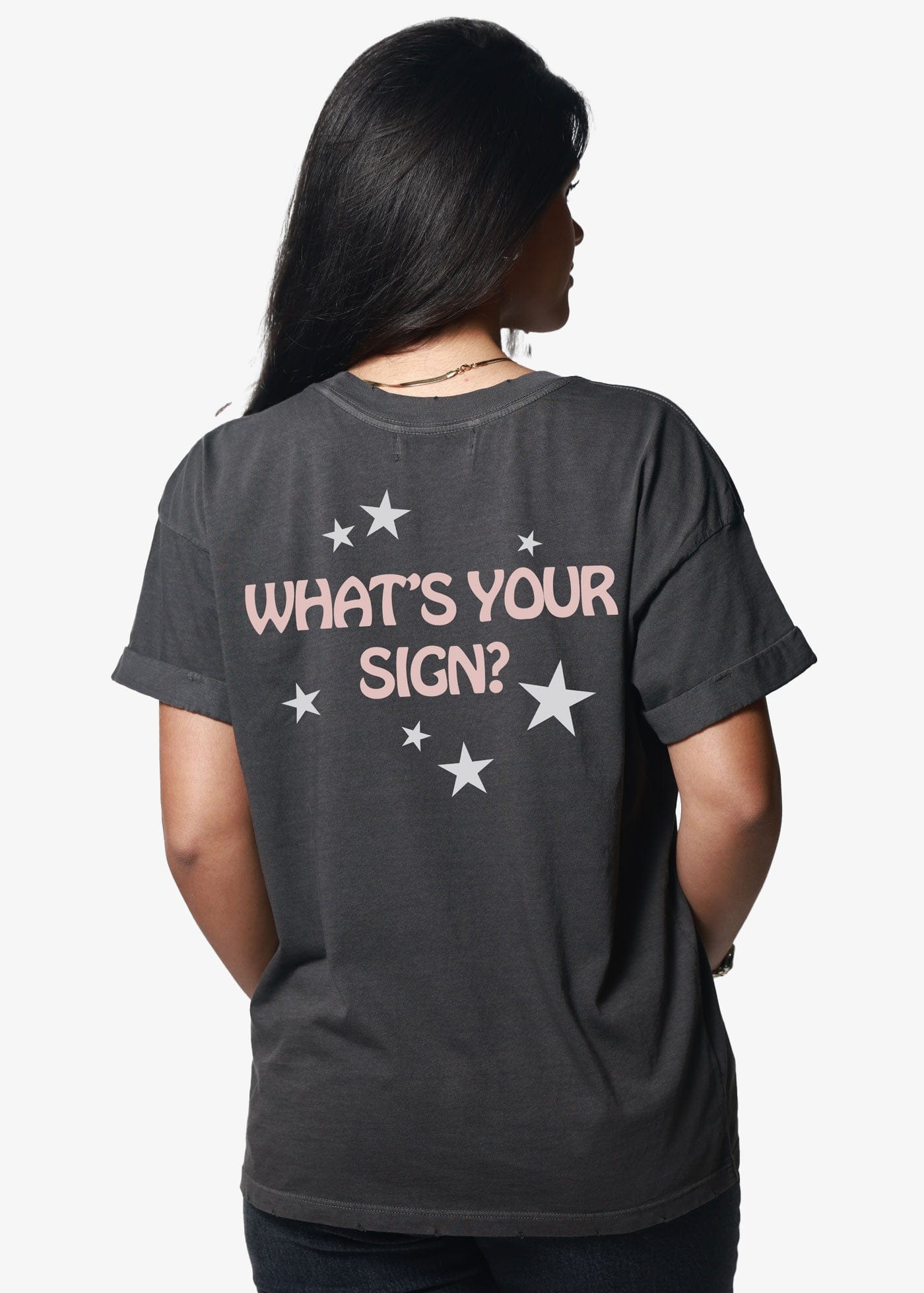 Girl-Dangerous Lucky Stars Vintage Black Boyfriend Tee