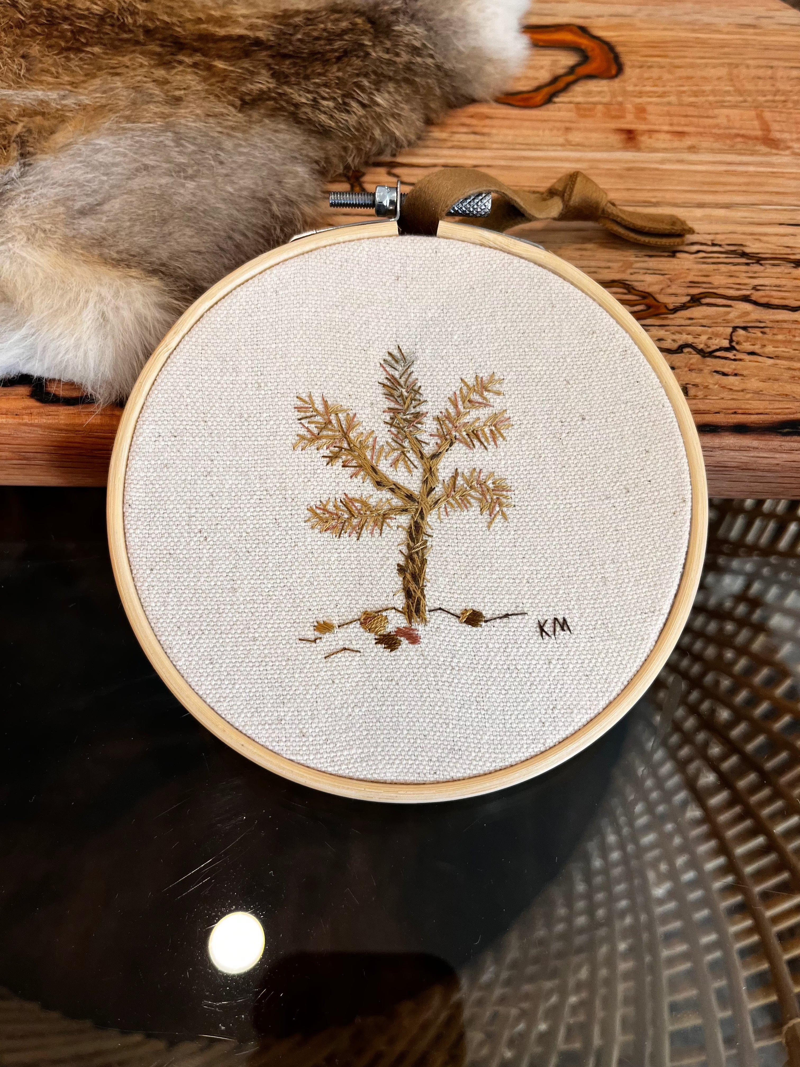 Hi-Desert Daydream Detailed Cholla Art in Bamboo Hoop