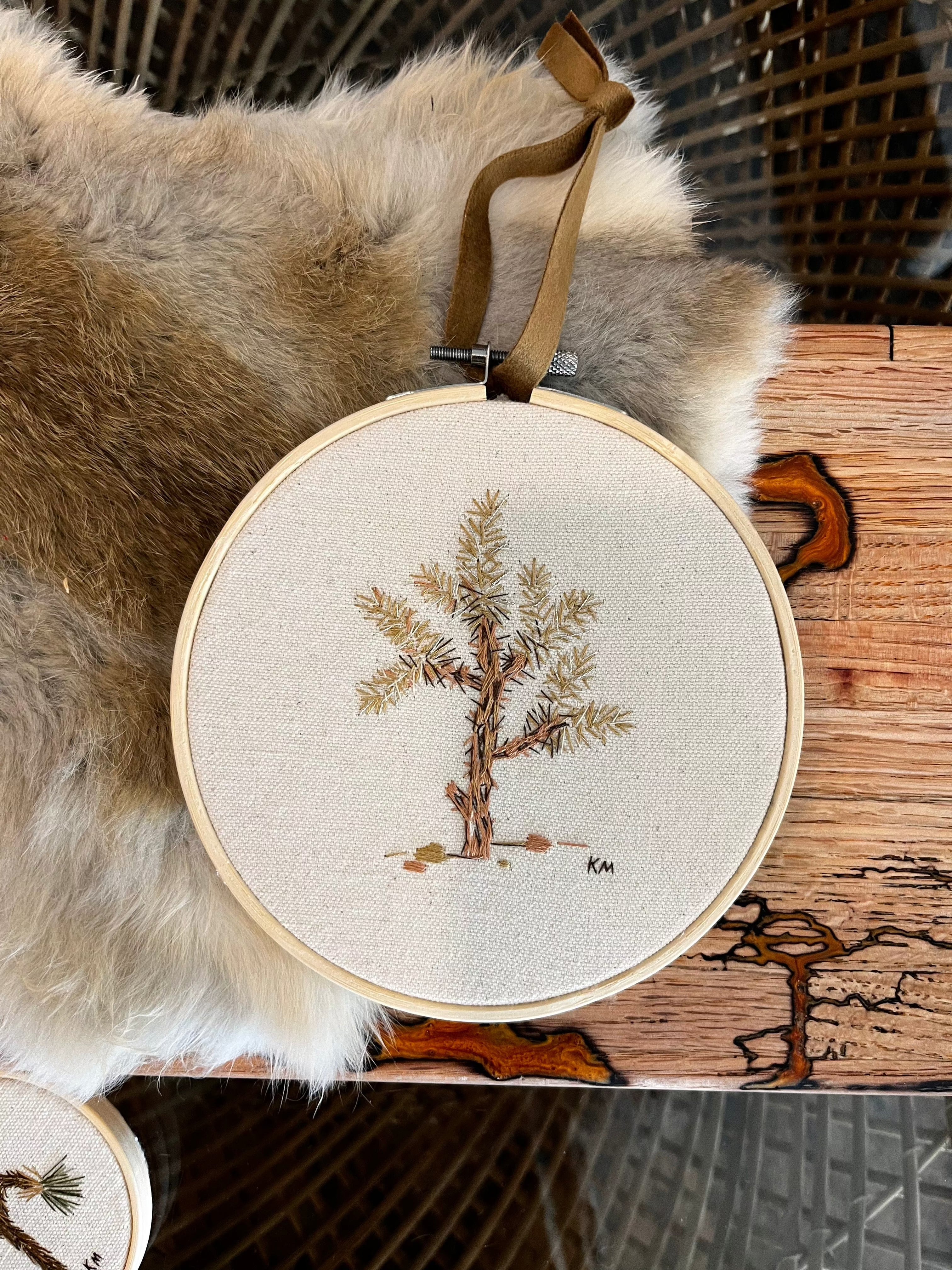 Hi-Desert Daydream Detailed Cholla Art in Bamboo Hoop