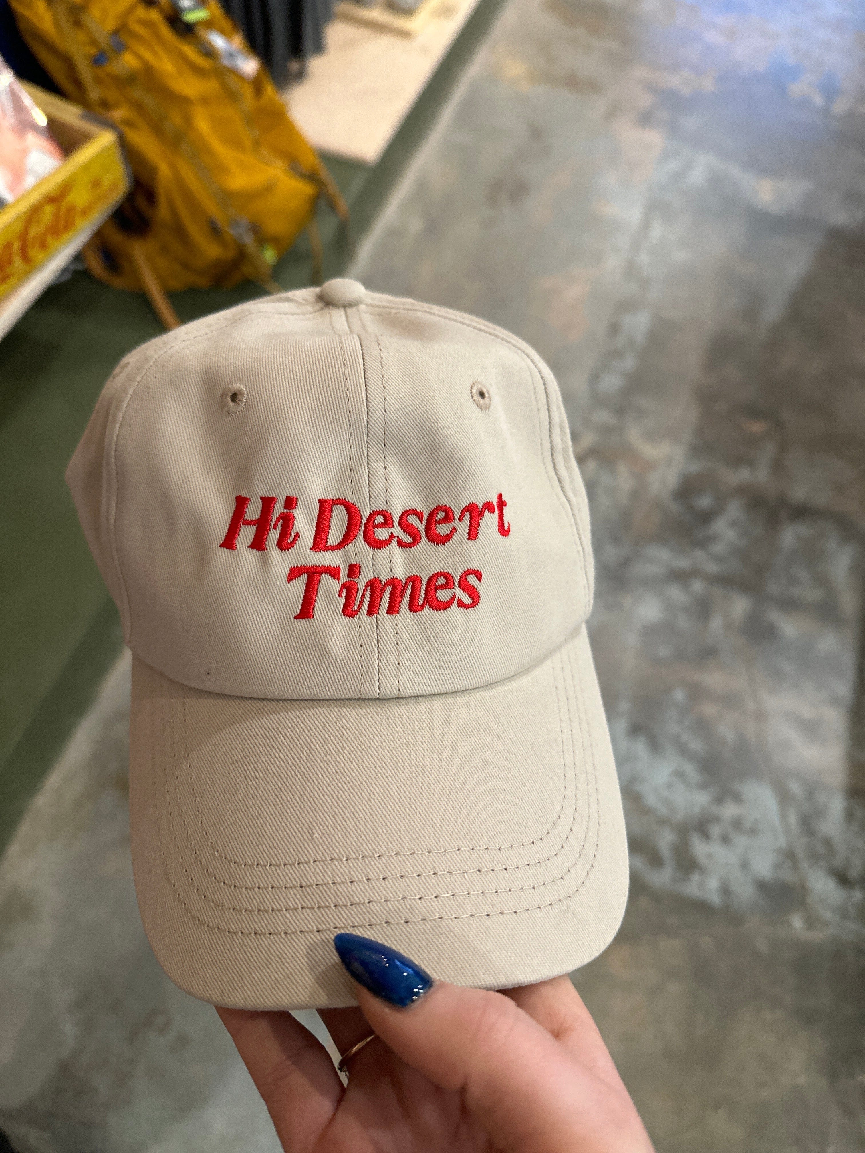 Hi Desert Times Magazines HDT Dad Caps Khaki Red