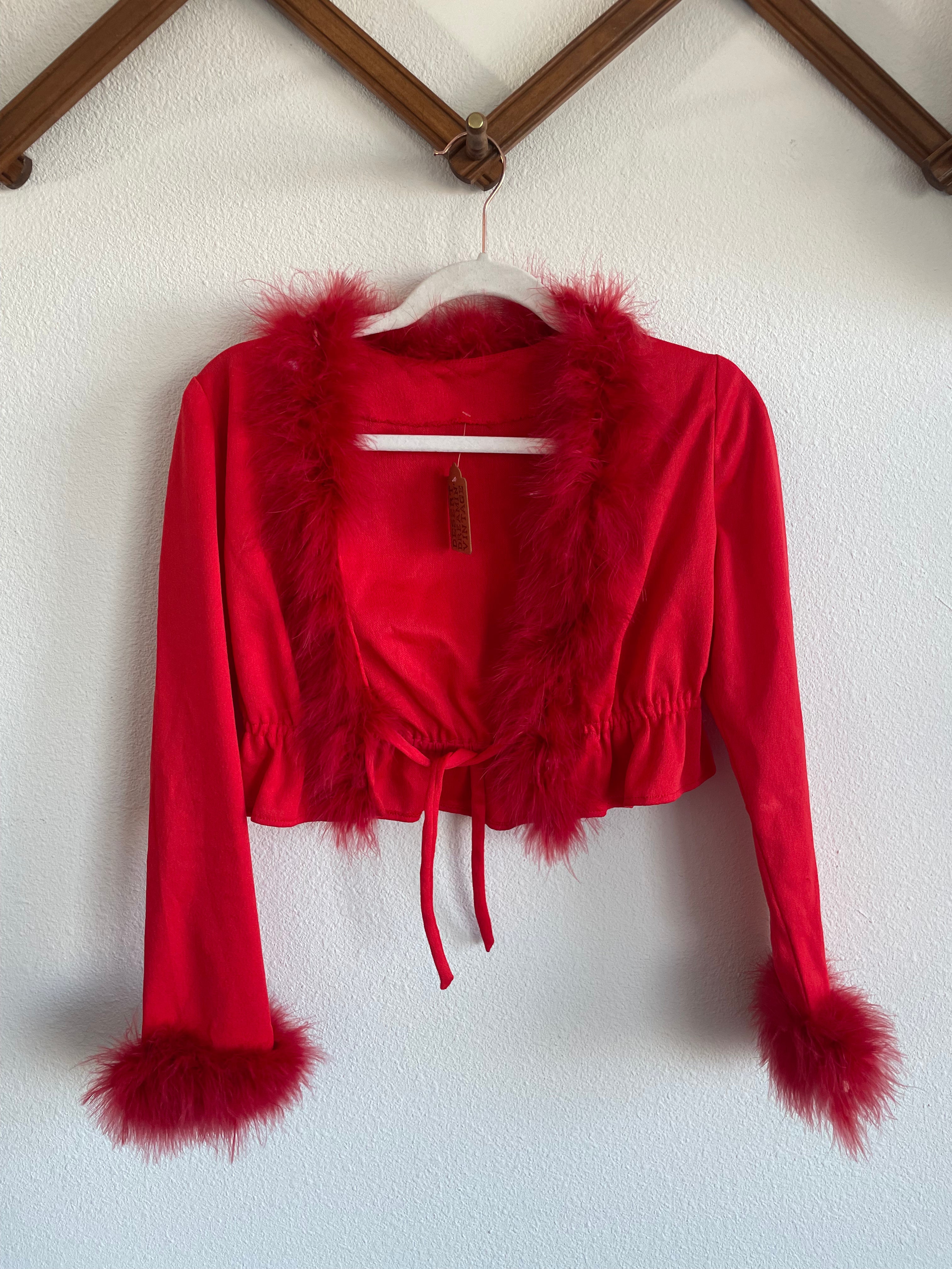 70s Maribou Lipstick Red Top