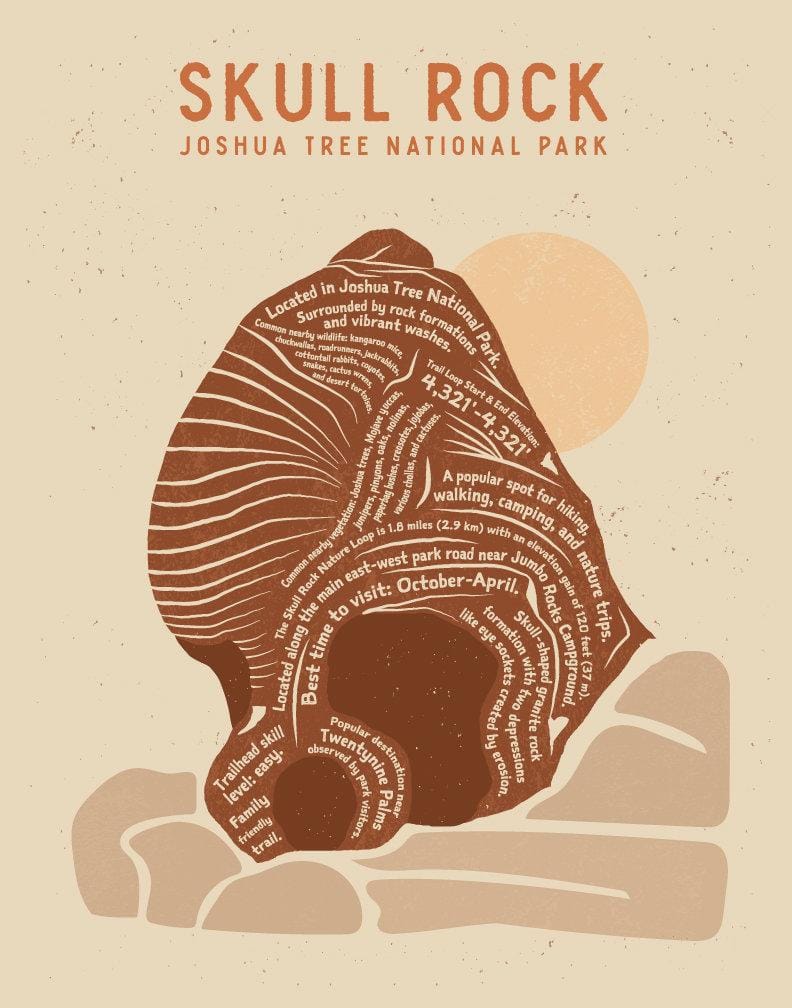 Amandalee Designs Skull Rock Art Print available in Joshua Tree at JT Trading Post